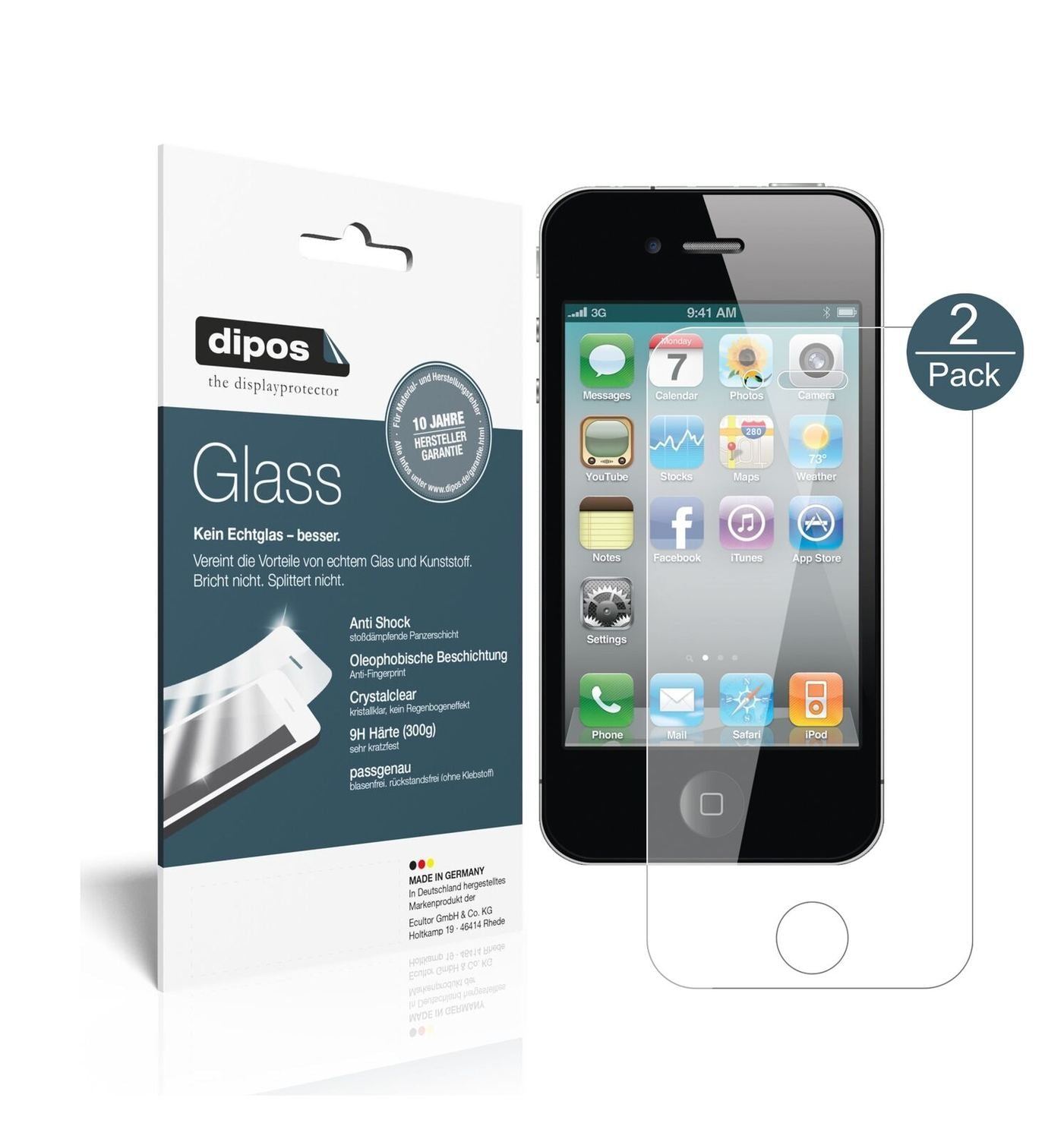1x 9H Schutzfolie für Apple iPhone 4 / 4S Panzerfo (2)