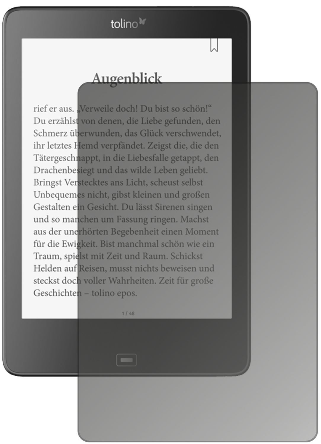 Blickschutzfolie für Tolino Epos eBook Reader matt (2)