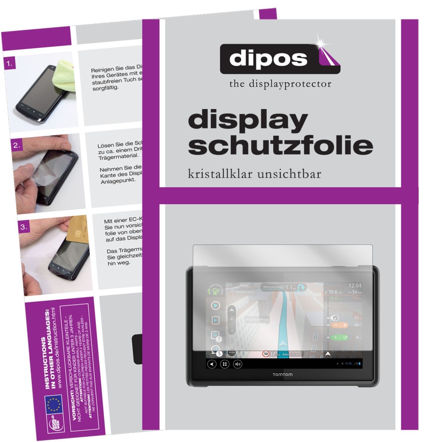 3x Schutzfolie klar für TomTom Pro 8275 Truck Disp (1)