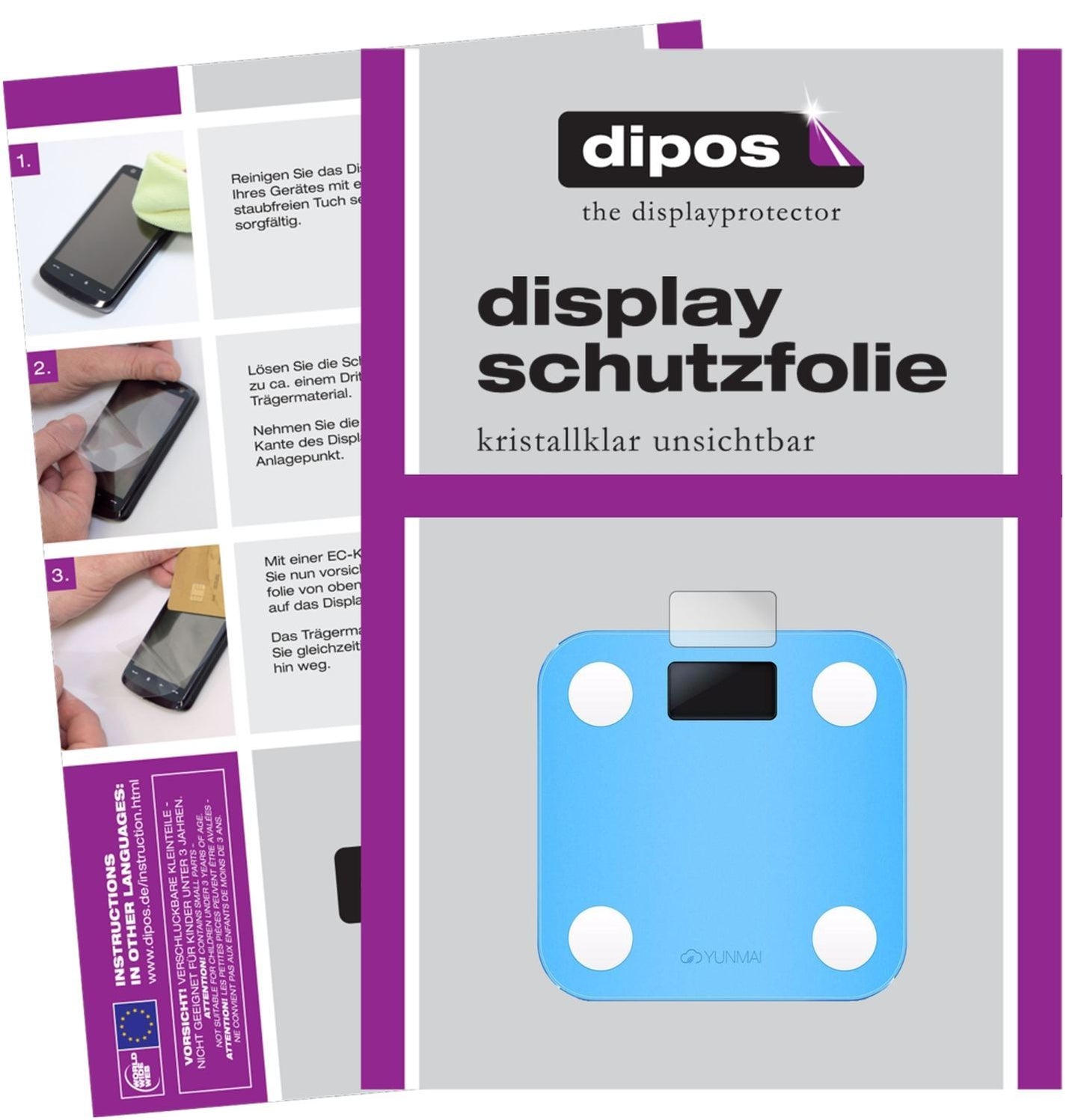 3x Schutzfolie klar für Yunmai Mini Bluetooth Disp (1)