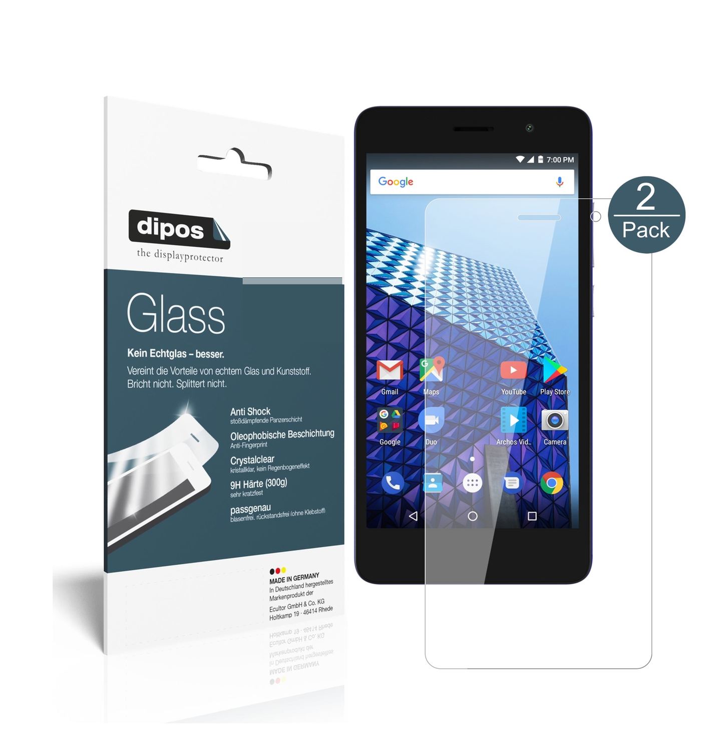2x 9H Schutzfolie für Archos Access 50 Color Panze (1)