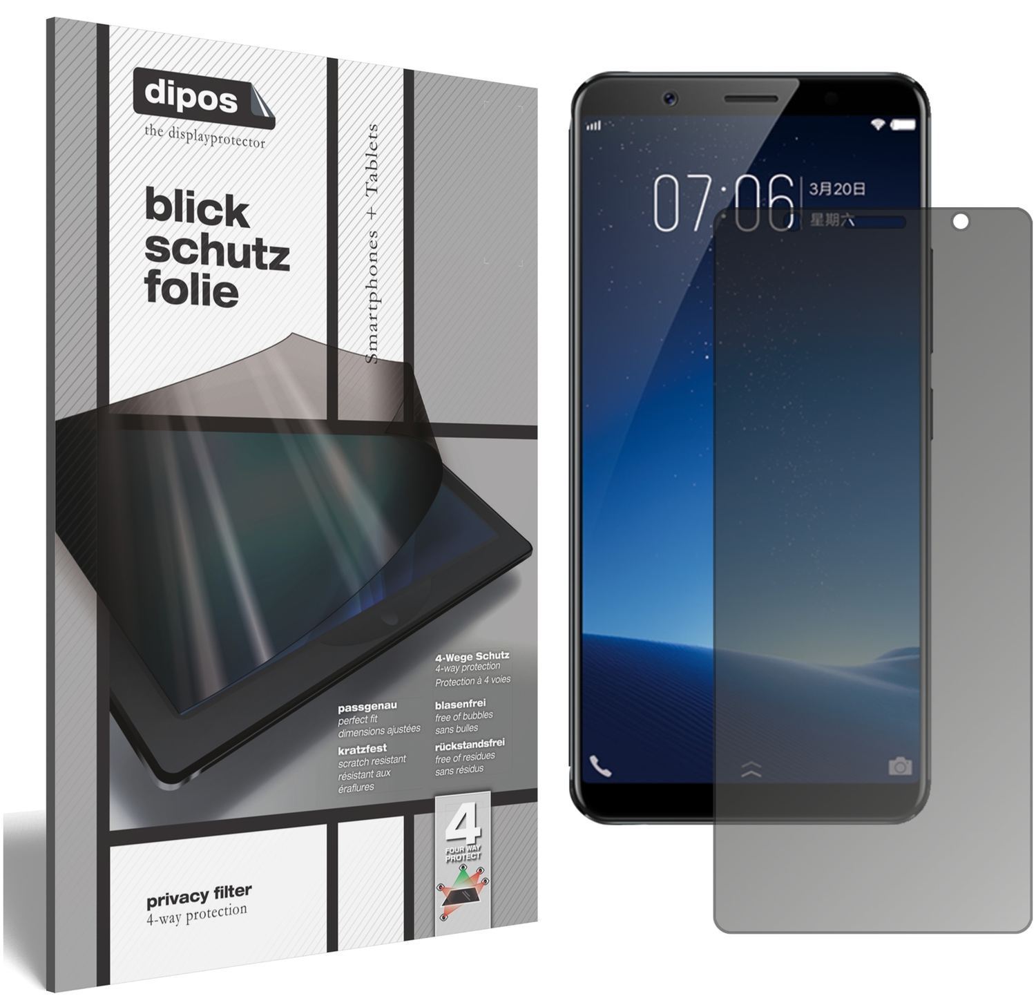 Blickschutzfolie für Vivo X20 Plus matt Schutzfoli (1)