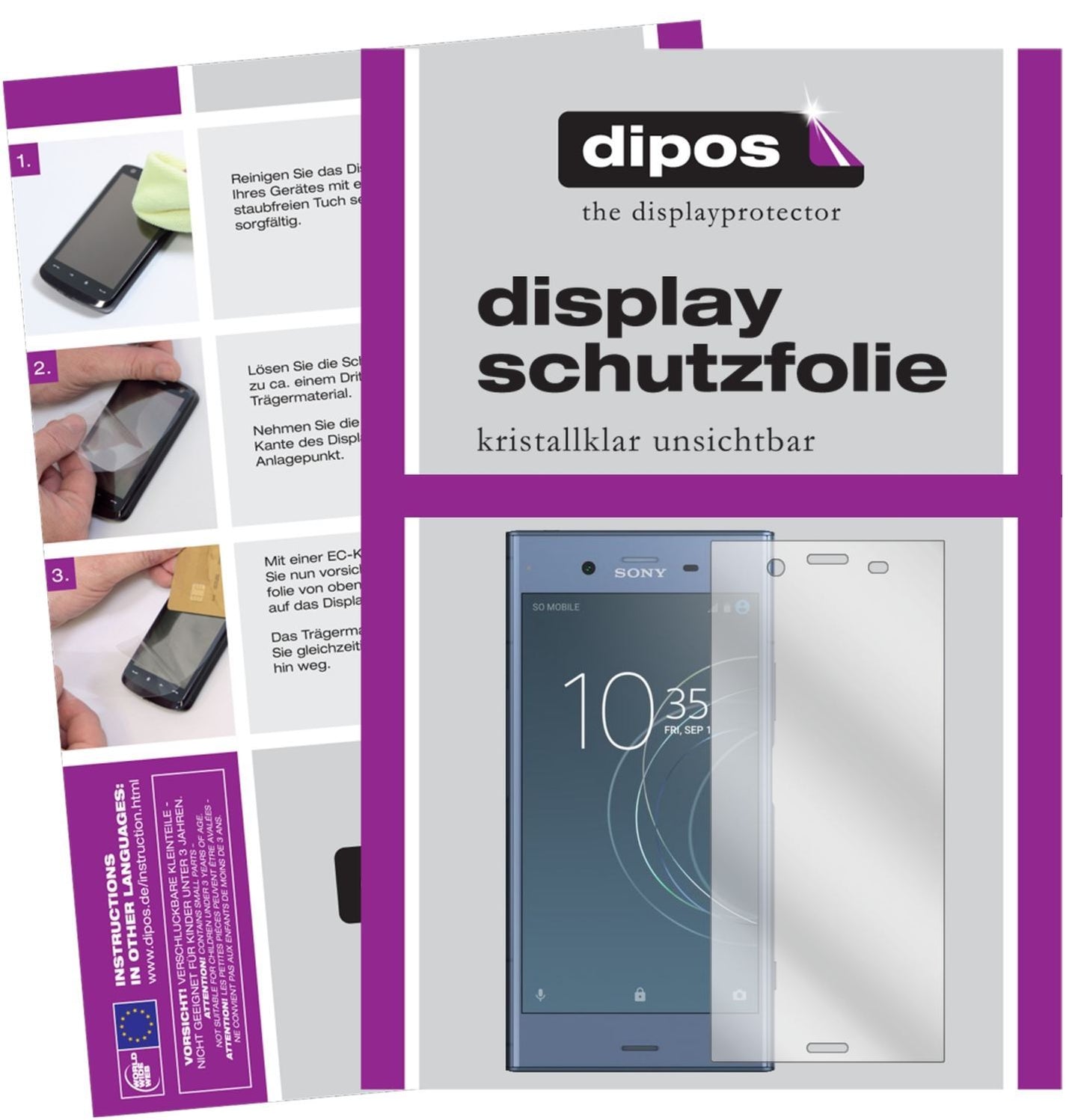 2x Schutzfolie klar für Sony Xperia XZ1 Display-Sc (1)
