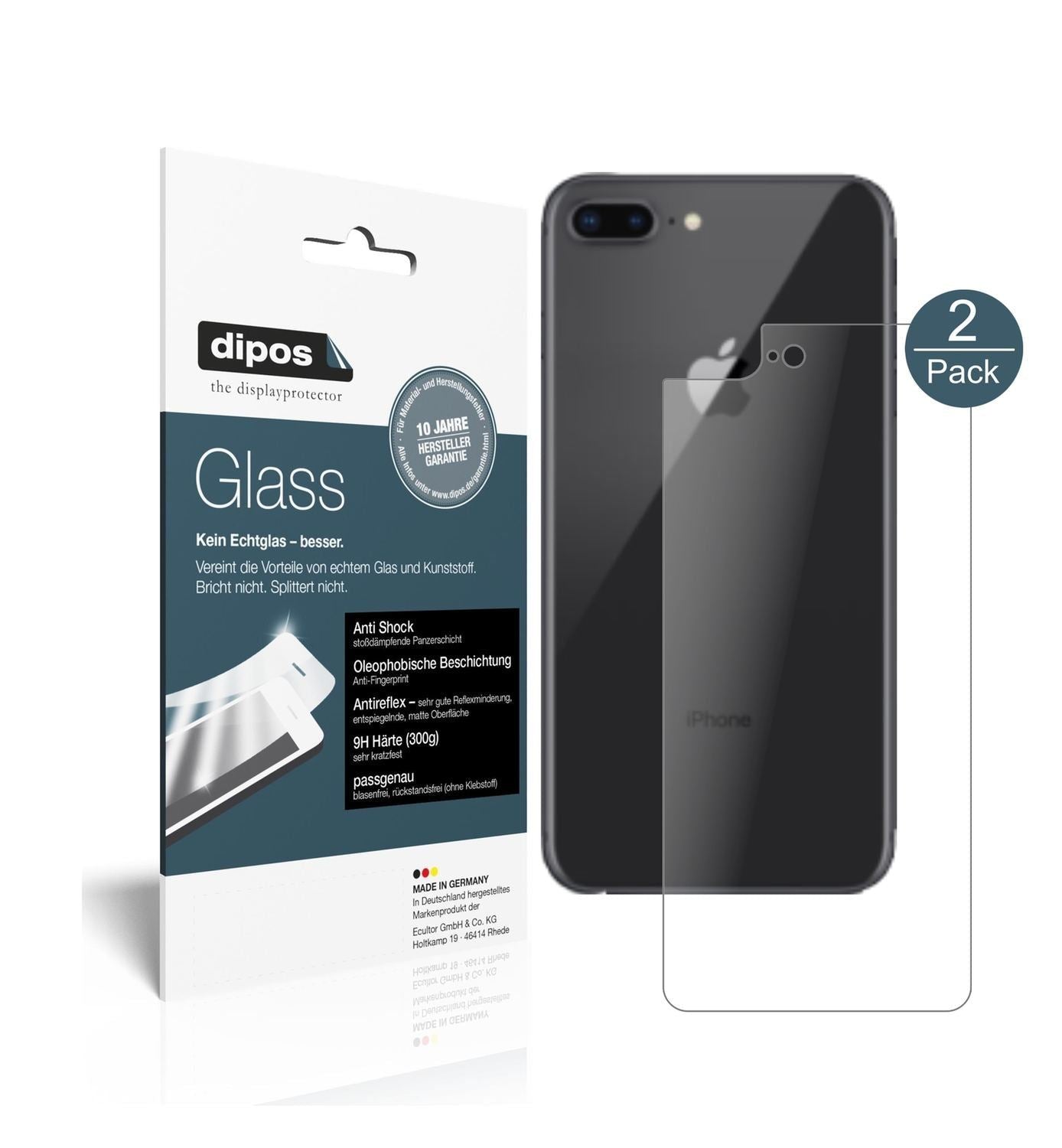 2x 9H Schutzfolie matt für Apple iPhone 8 Plus Rüc (1)