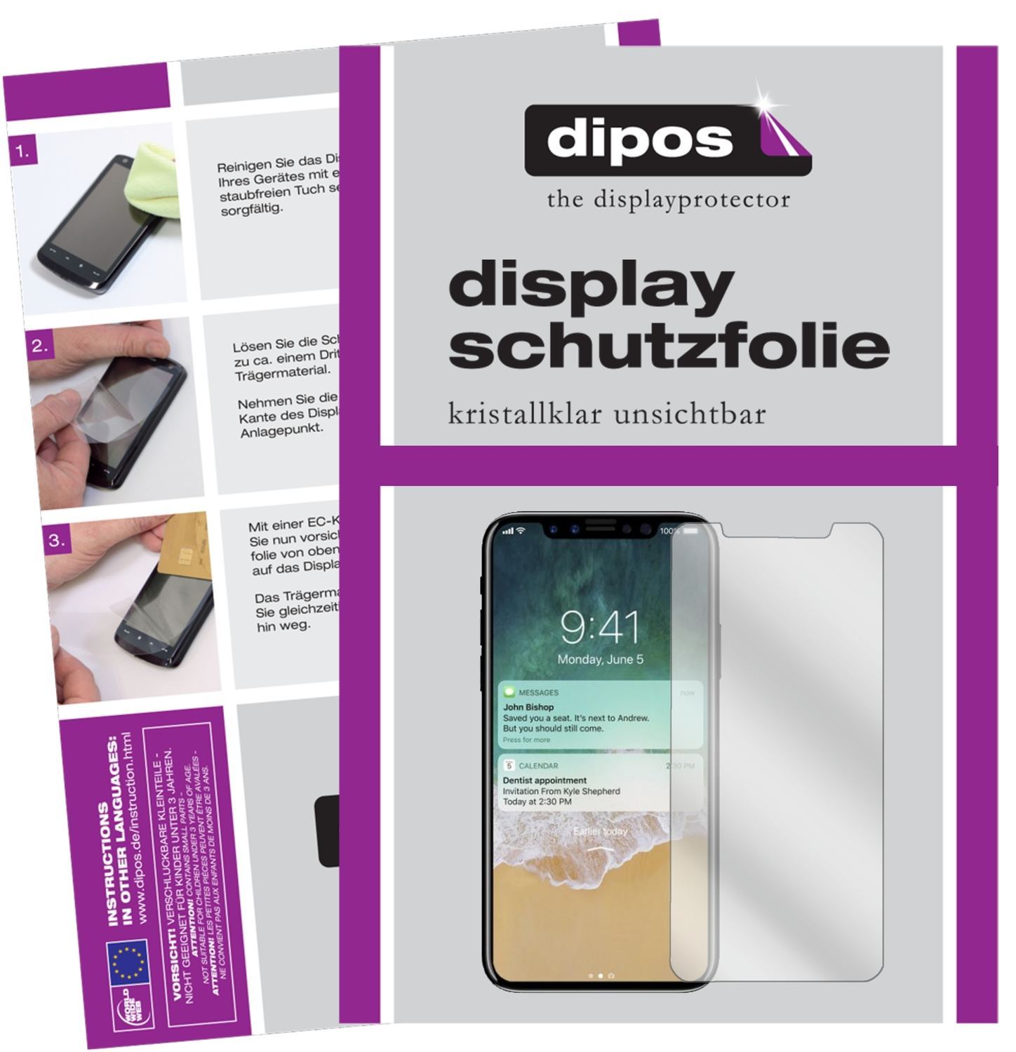 6x Schutzfolie klar für Apple iPhone X Display-Sch (1)