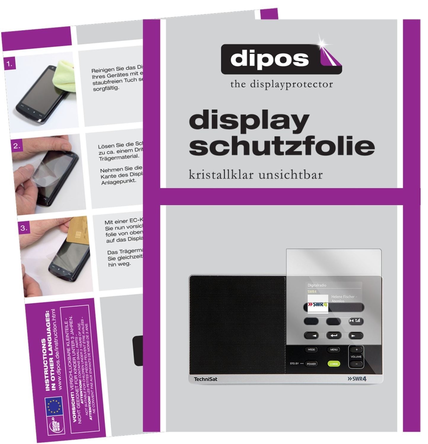 3x Schutzfolie klar für TechniSat Digitradio 215 D (1)