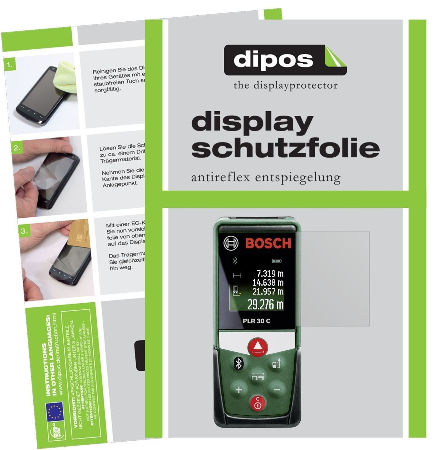 3x Schutzfolie matt für Bosch PLR 30 C Display-Sch (1)