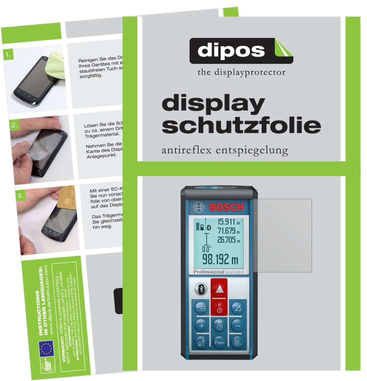 3x Schutzfolie matt für Bosch Professional GLM 100 (1)