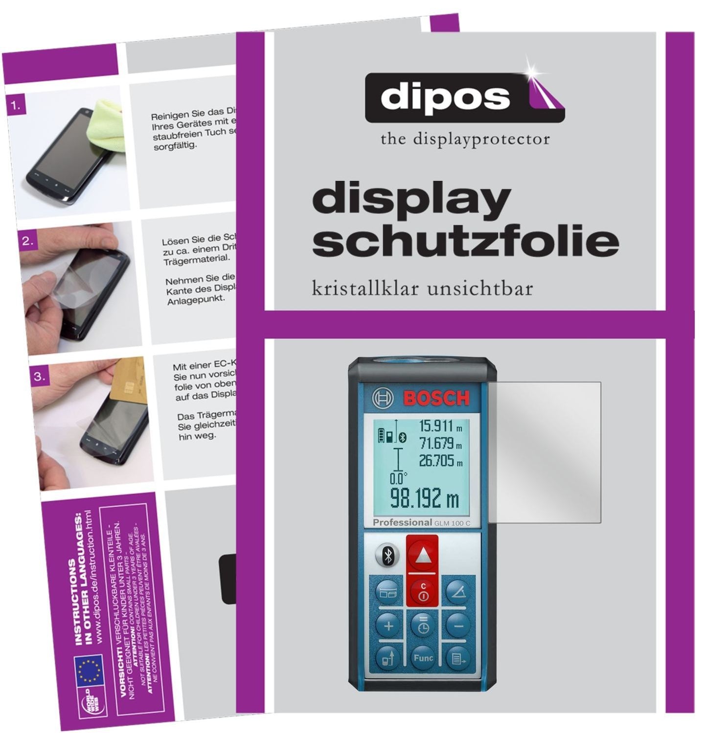 3x Schutzfolie klar für Bosch Professional GLM 100 (1)