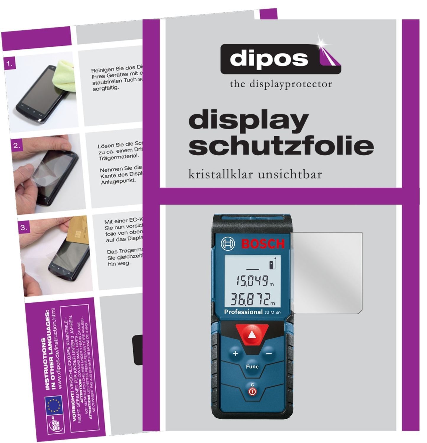 3x Schutzfolie klar für Bosch Professional GLM 40  (1)