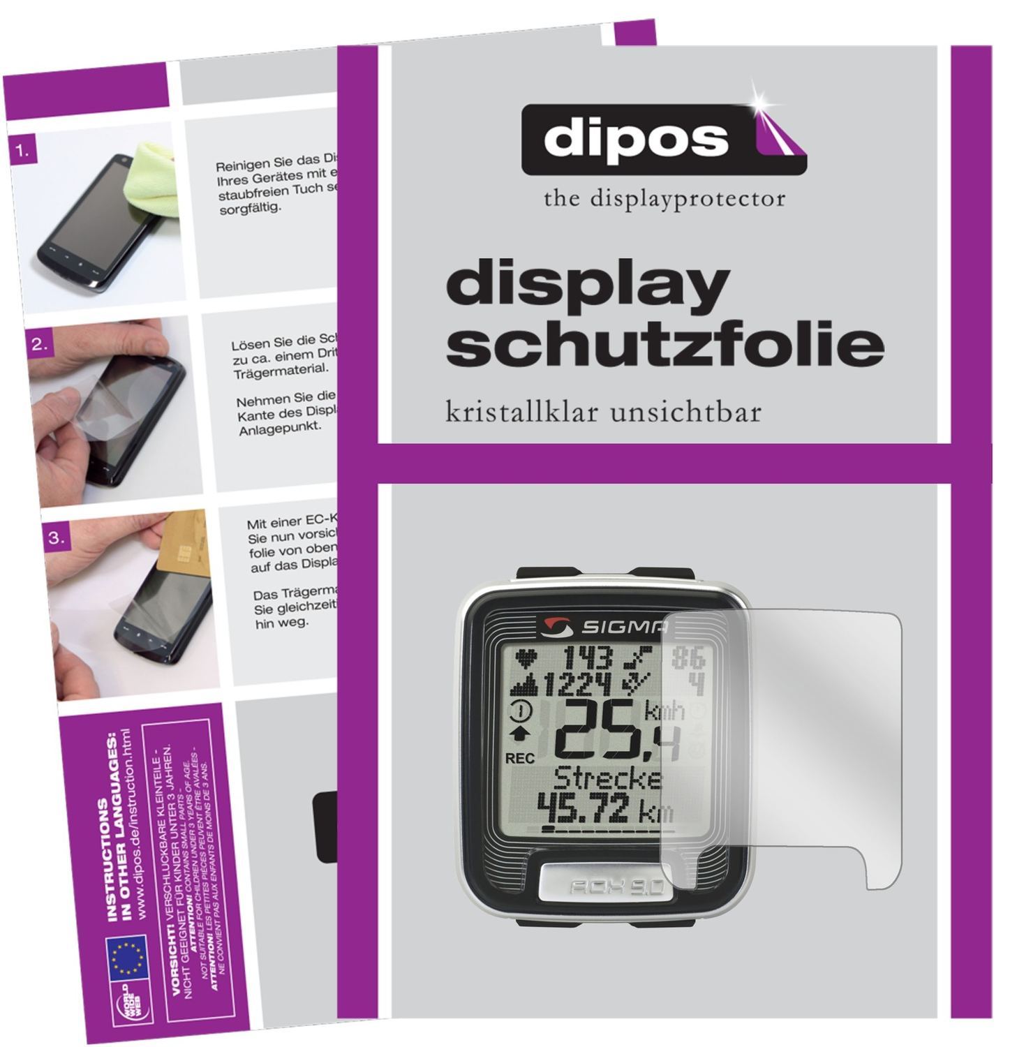 3x Schutzfolie klar für Sigma Rox 9.0 Display-Schu (1)