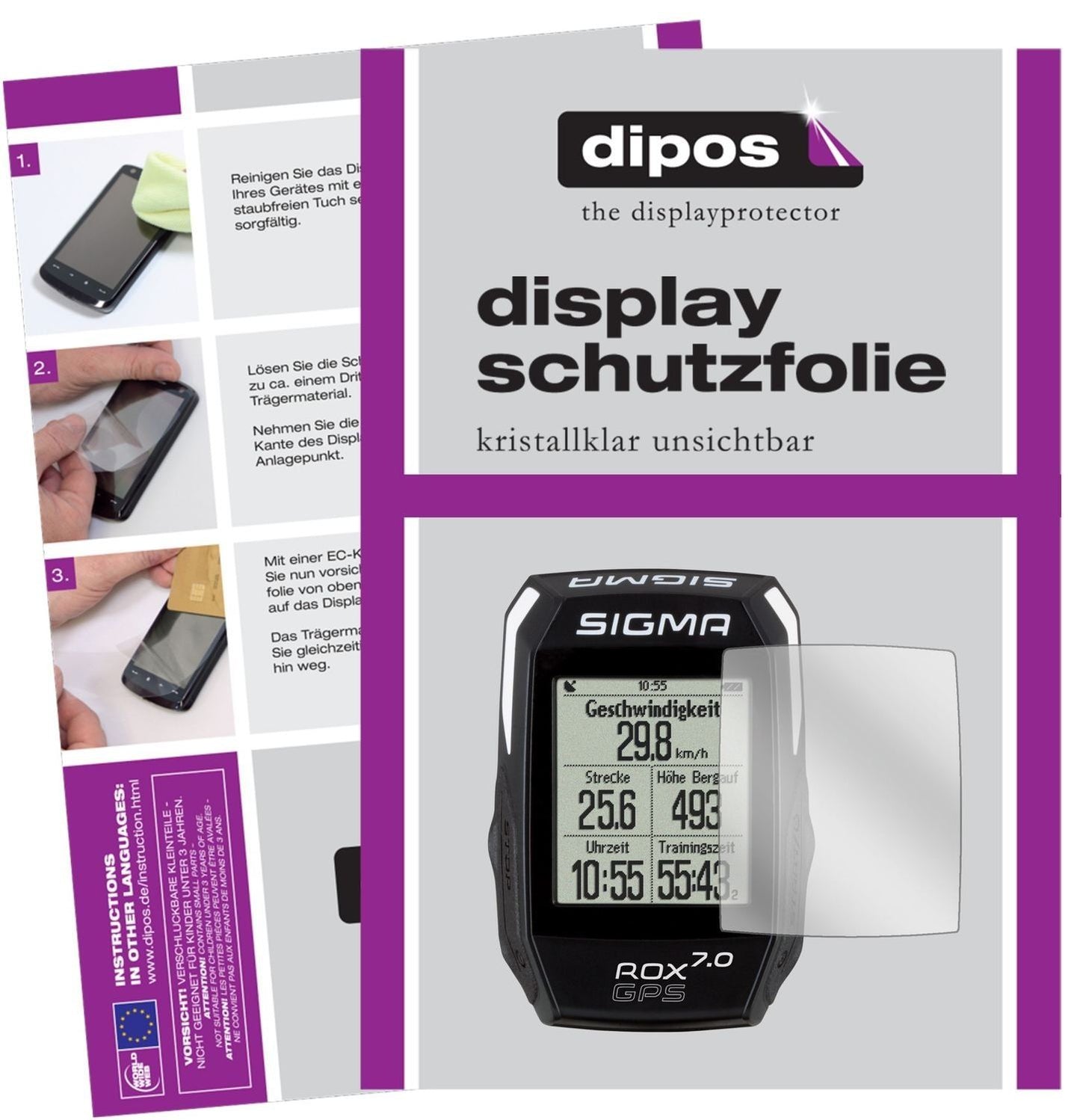 3x Schutzfolie klar für Sigma Rox GPS 7.0 Display- (1)