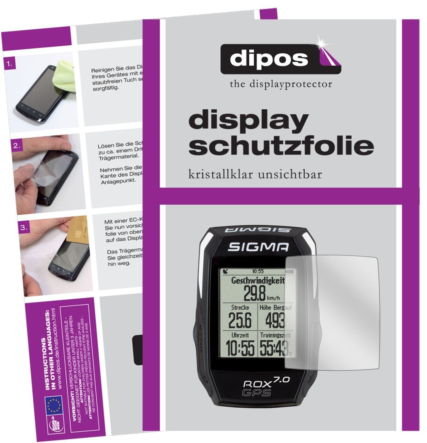 3x Schutzfolie klar für Sigma Rox GPS 7.0 Display- (1)