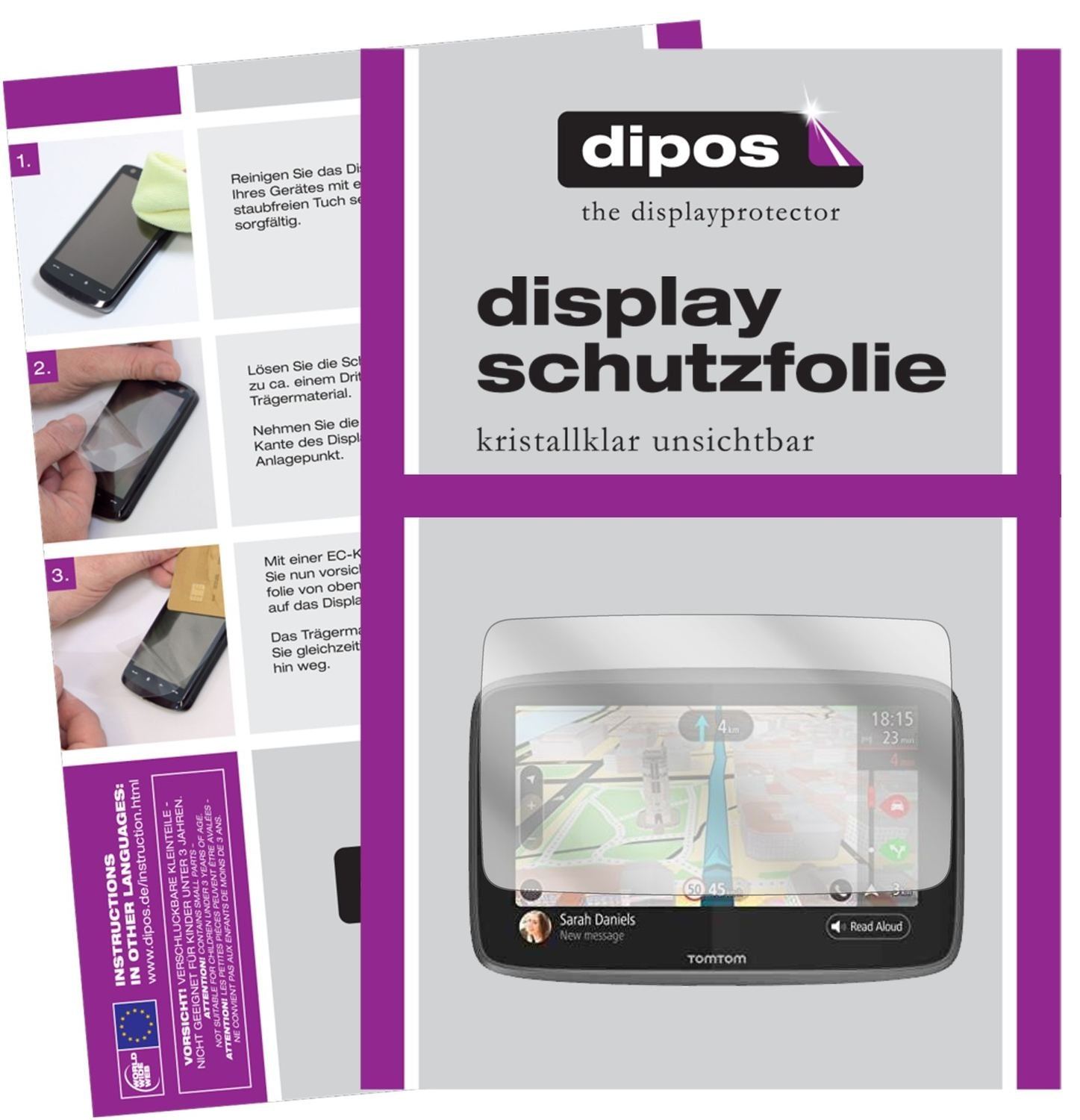 3x Schutzfolie klar für TomTom Go 620 / 6200 Displ (1)