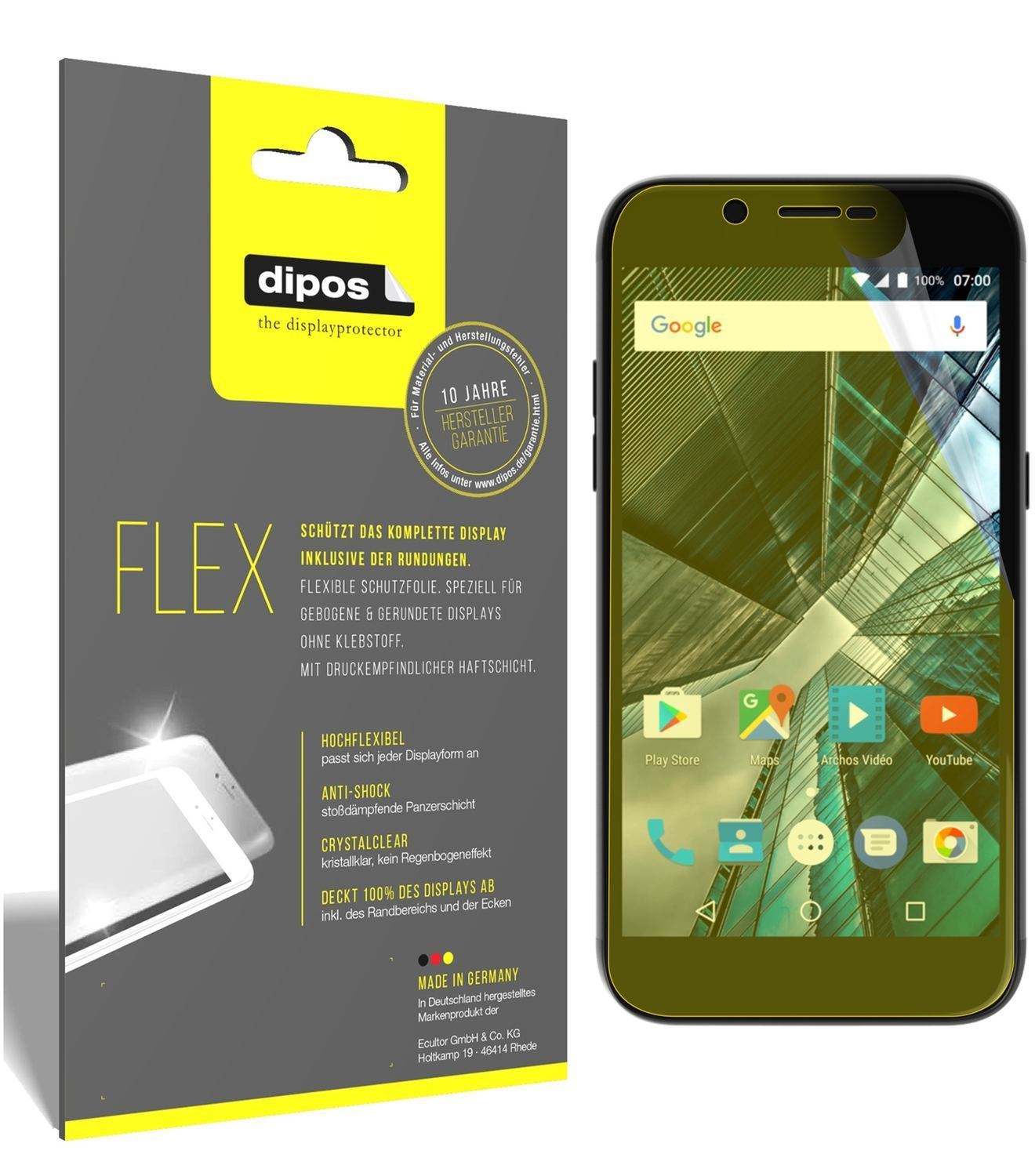 3x 3D Full Cover Schutzfolie für Archos 55 Graphit (1)