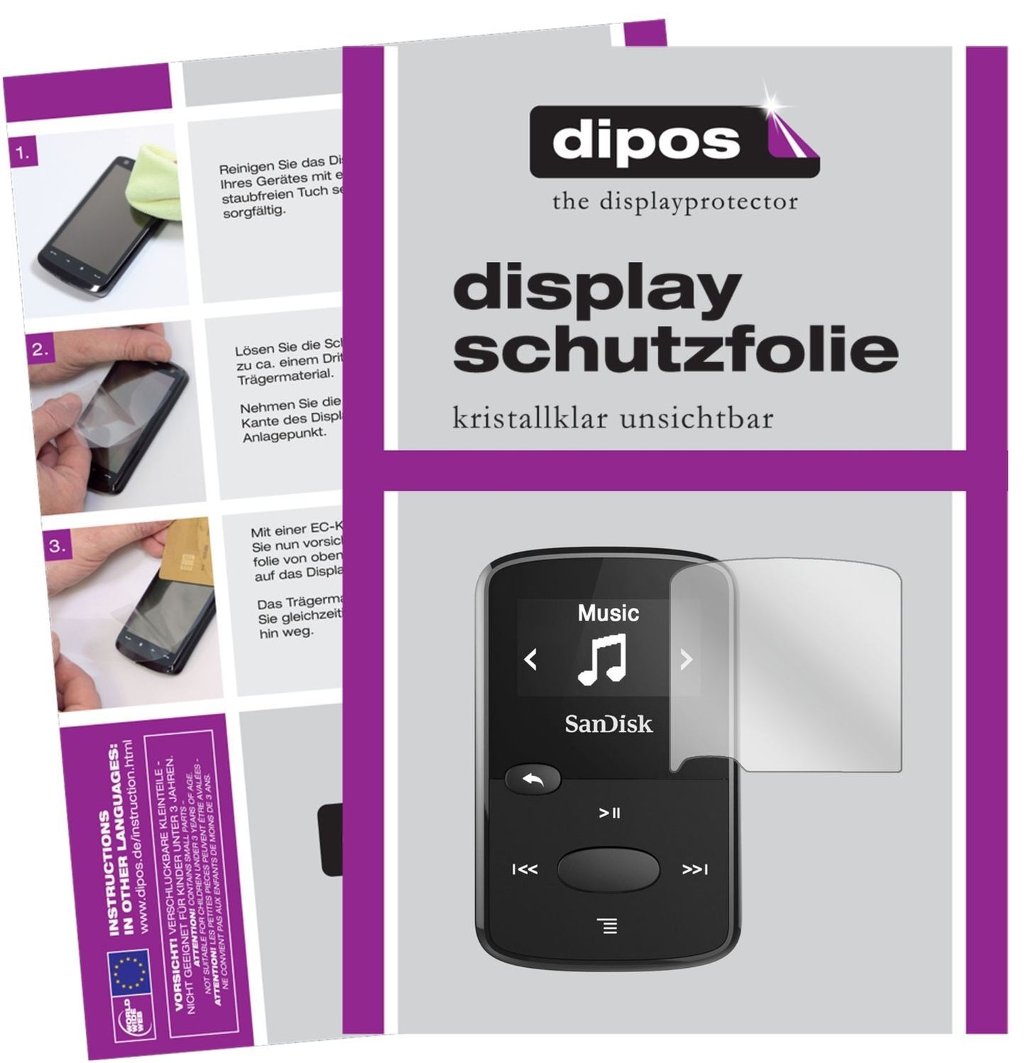 6x Schutzfolie klar für SanDisk Clip Jam Display-S (1)