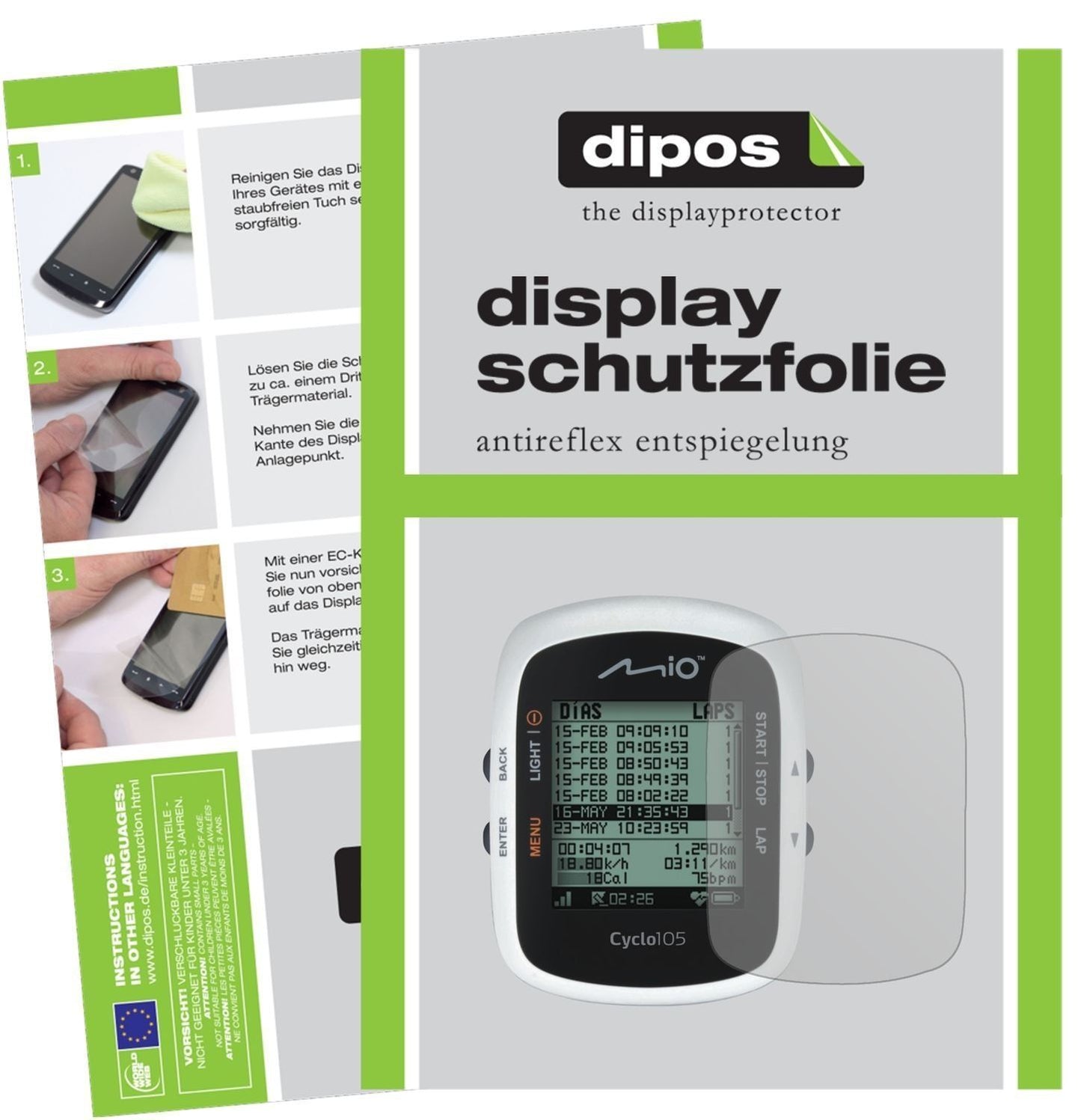 3x Schutzfolie matt für Mitac Mio Cyclo 105 HC Dis (1)