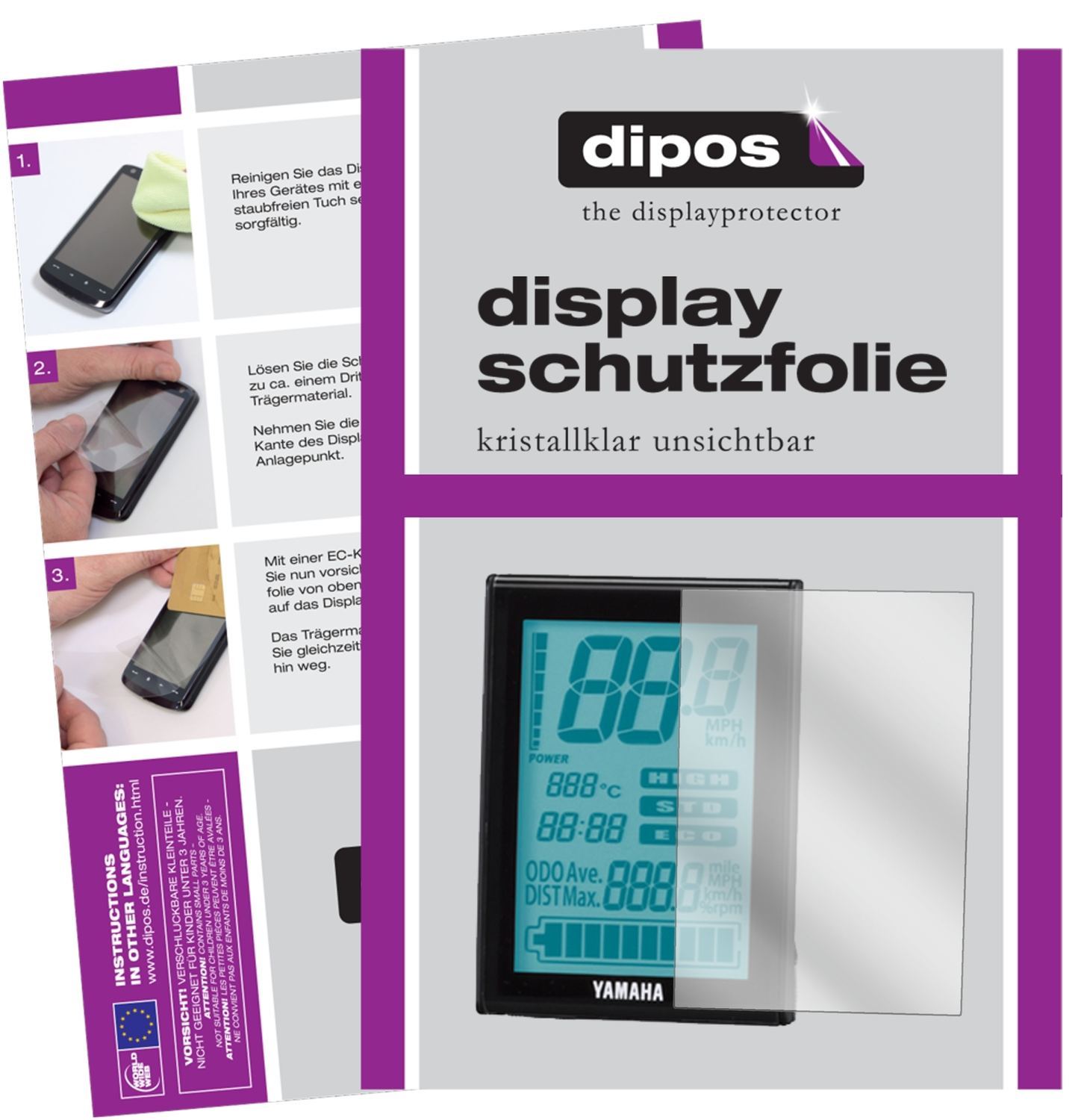 3x Schutzfolie klar für Yamaha LCD Display (E-Bike (1)