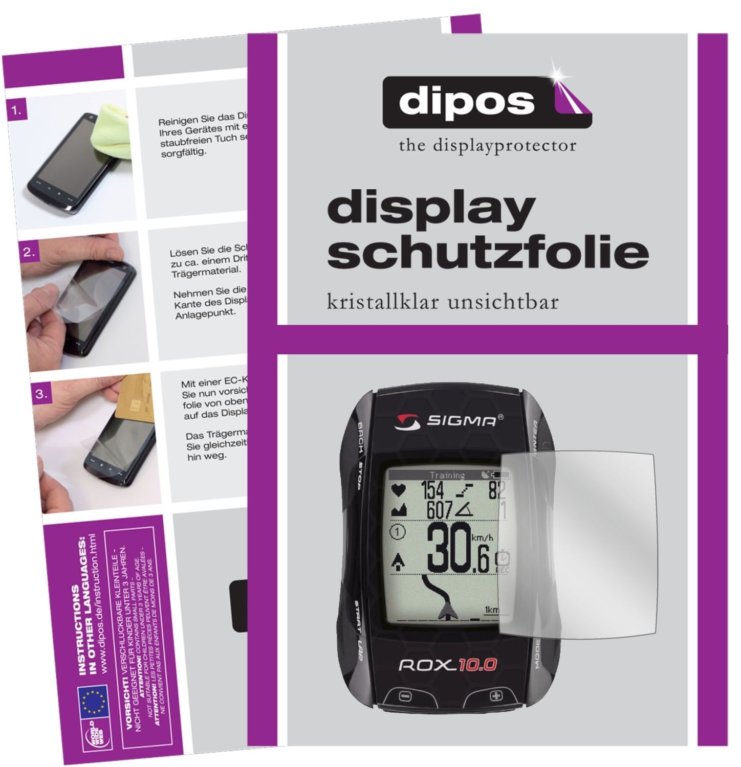3x Schutzfolie klar für Sigma Rox 10.0 Display-Sch (1)