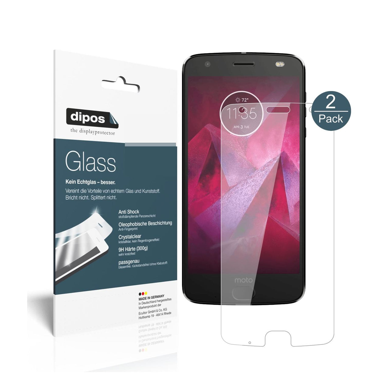 2x 9H Schutzfolie für Lenovo Moto Z2 Play Panzerfo (1)