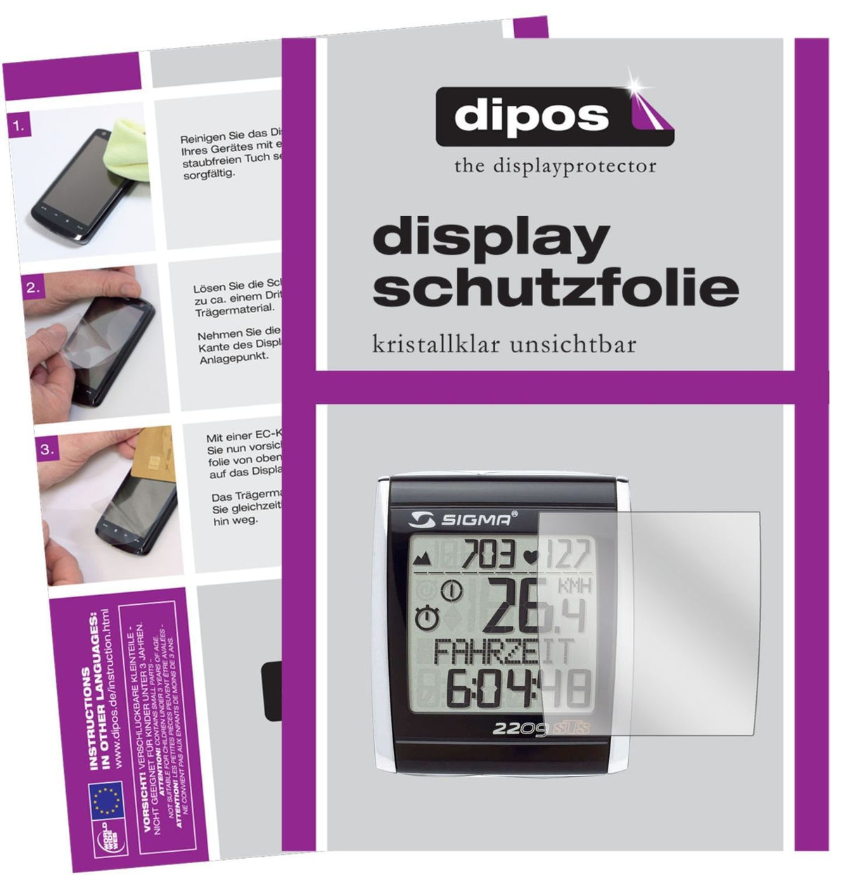 6x Schutzfolie klar für Sigma BC 2209 STS (E-Bike  (1)