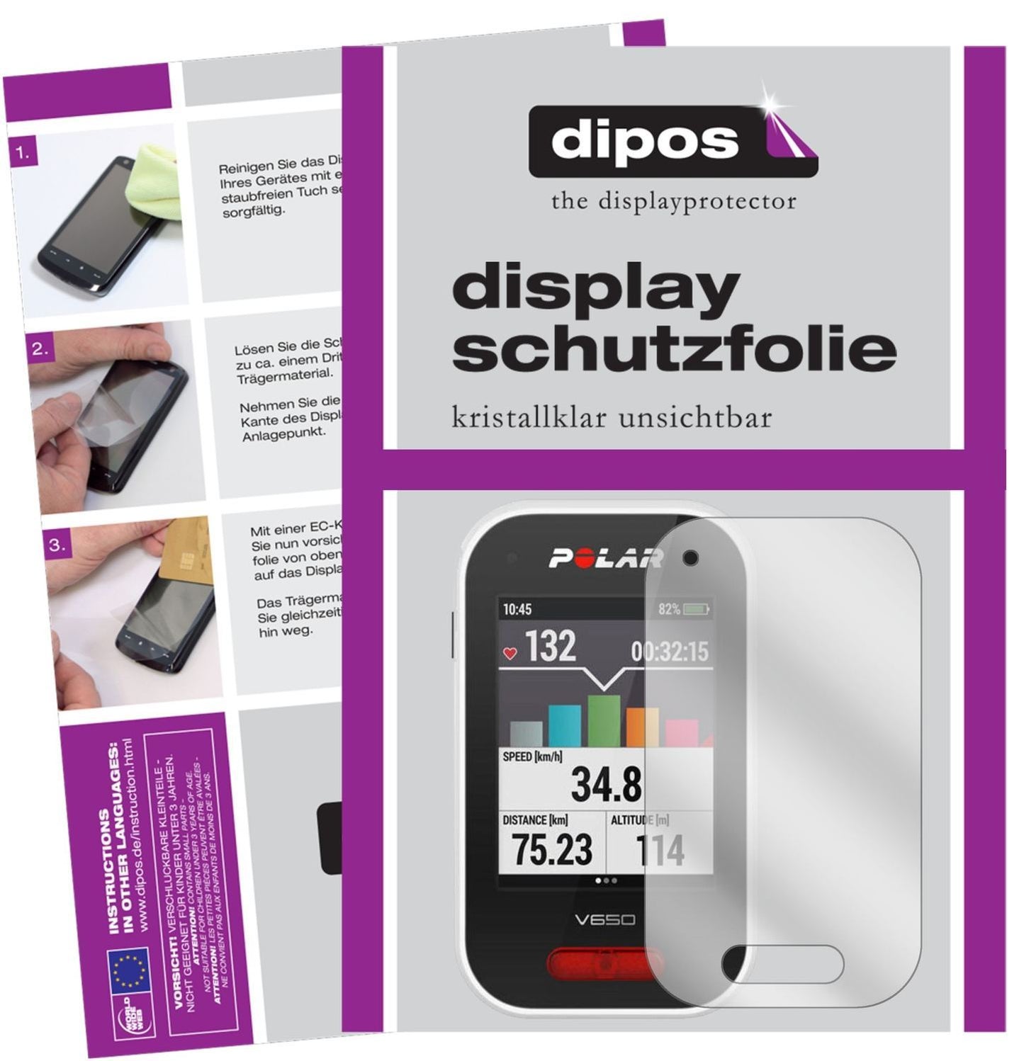 6x Schutzfolie klar für Polar V650 Display-Schutzf (1)