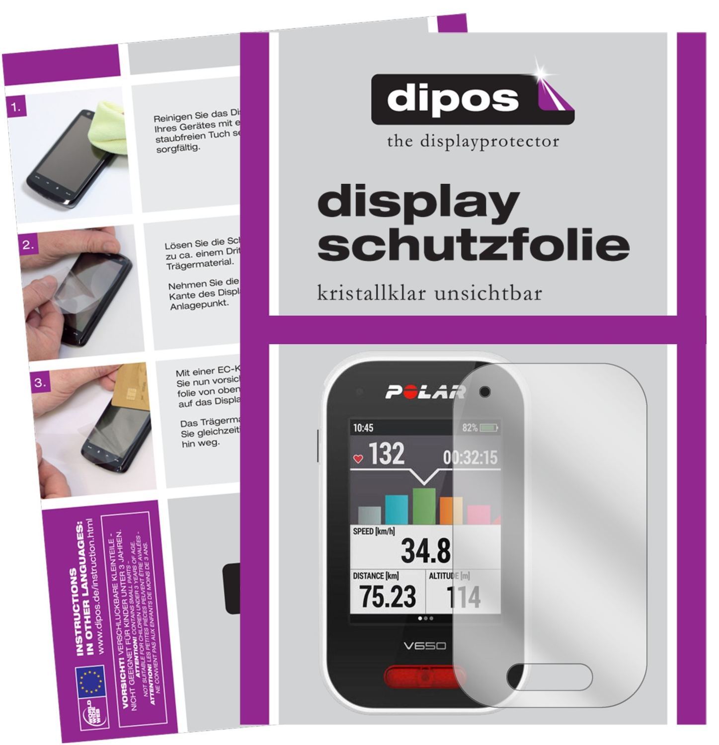 6x Schutzfolie klar für Polar V650 Display-Schutzf (1)