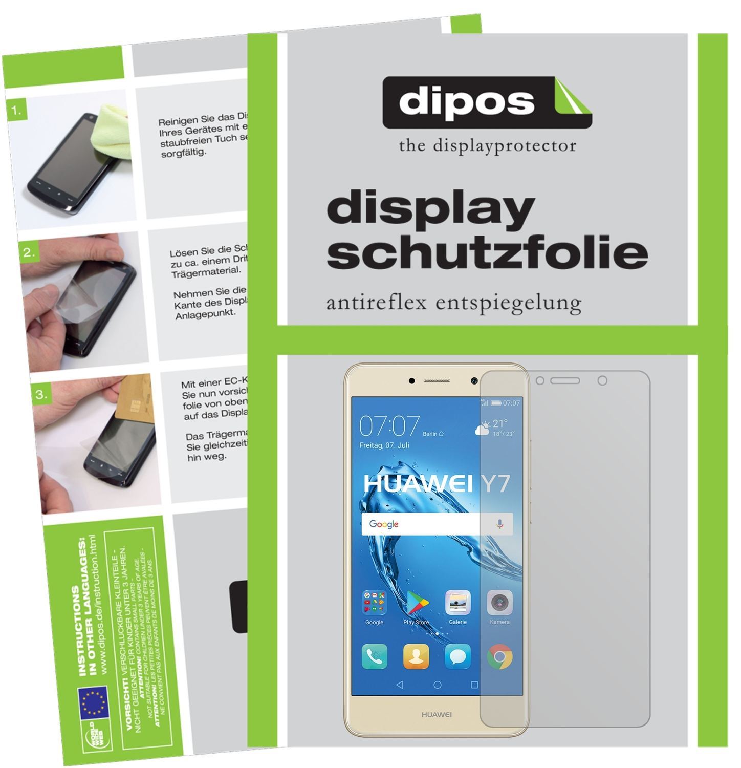 6x Schutzfolie matt für Huawei Y7 (2017) Display-S (1)