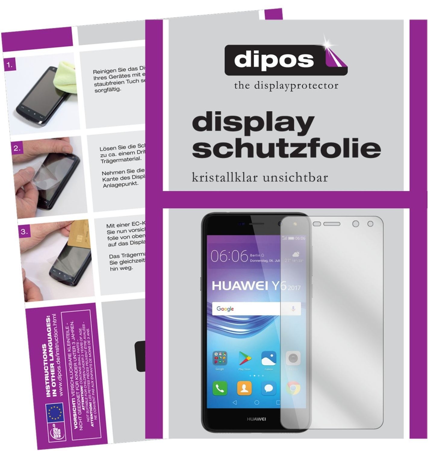 6x Schutzfolie klar für Huawei Y6 (2017) Display-S (1)