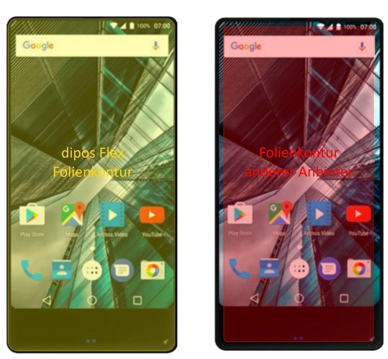 3x 3D Full Cover Schutzfolie für Archos Sense 55 S (2)
