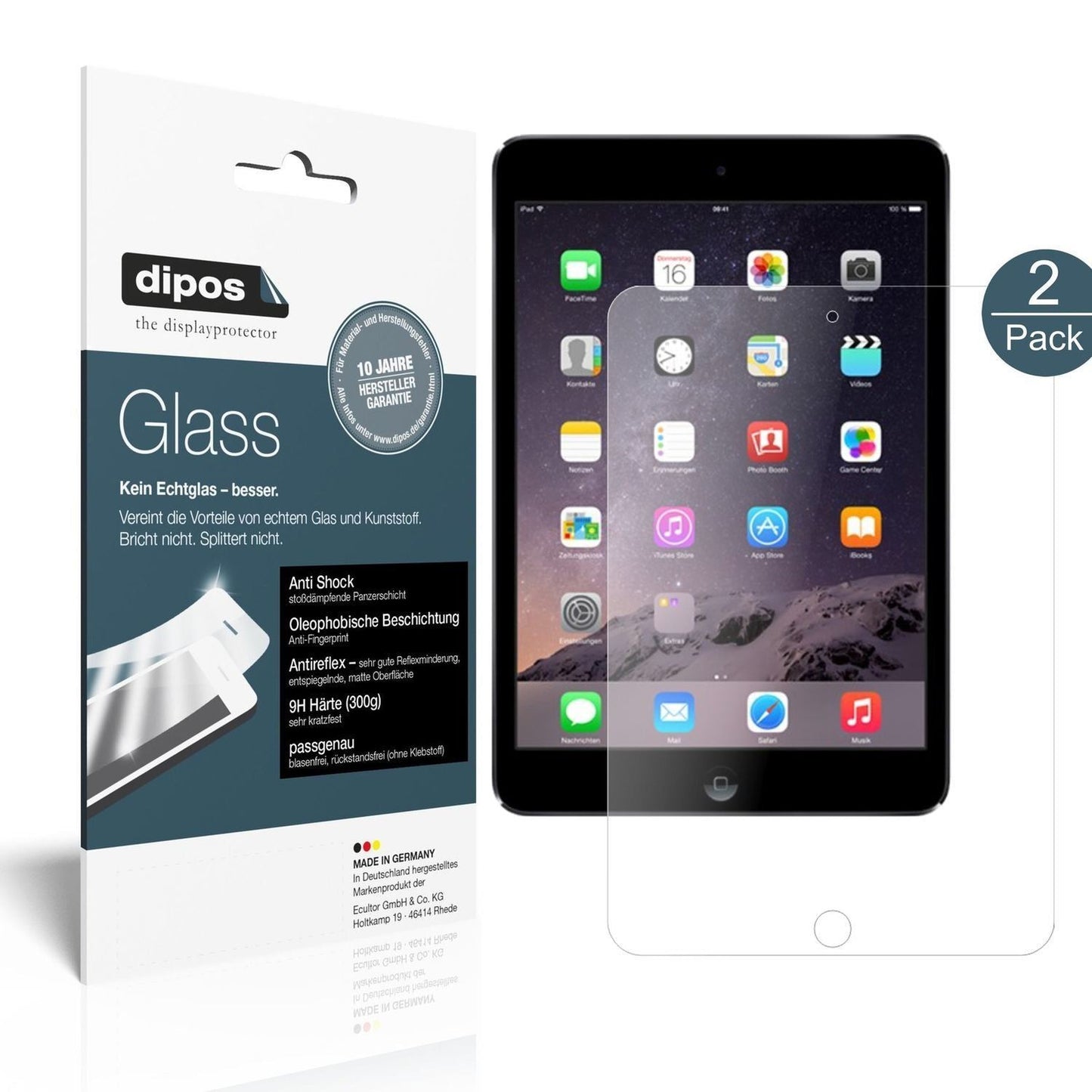 2x 9H Schutzfolie matt für Apple iPad Mini 1 / 2 / (2)