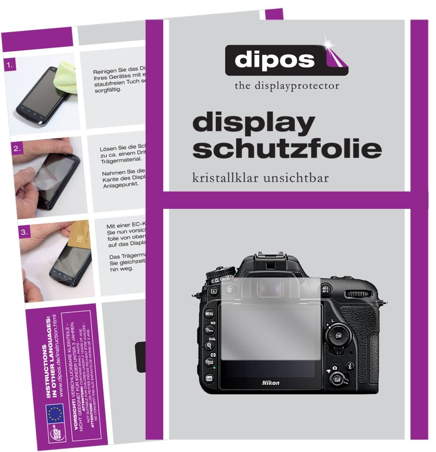6x Schutzfolie klar für Nikon D7500 Display-Schutz (1)
