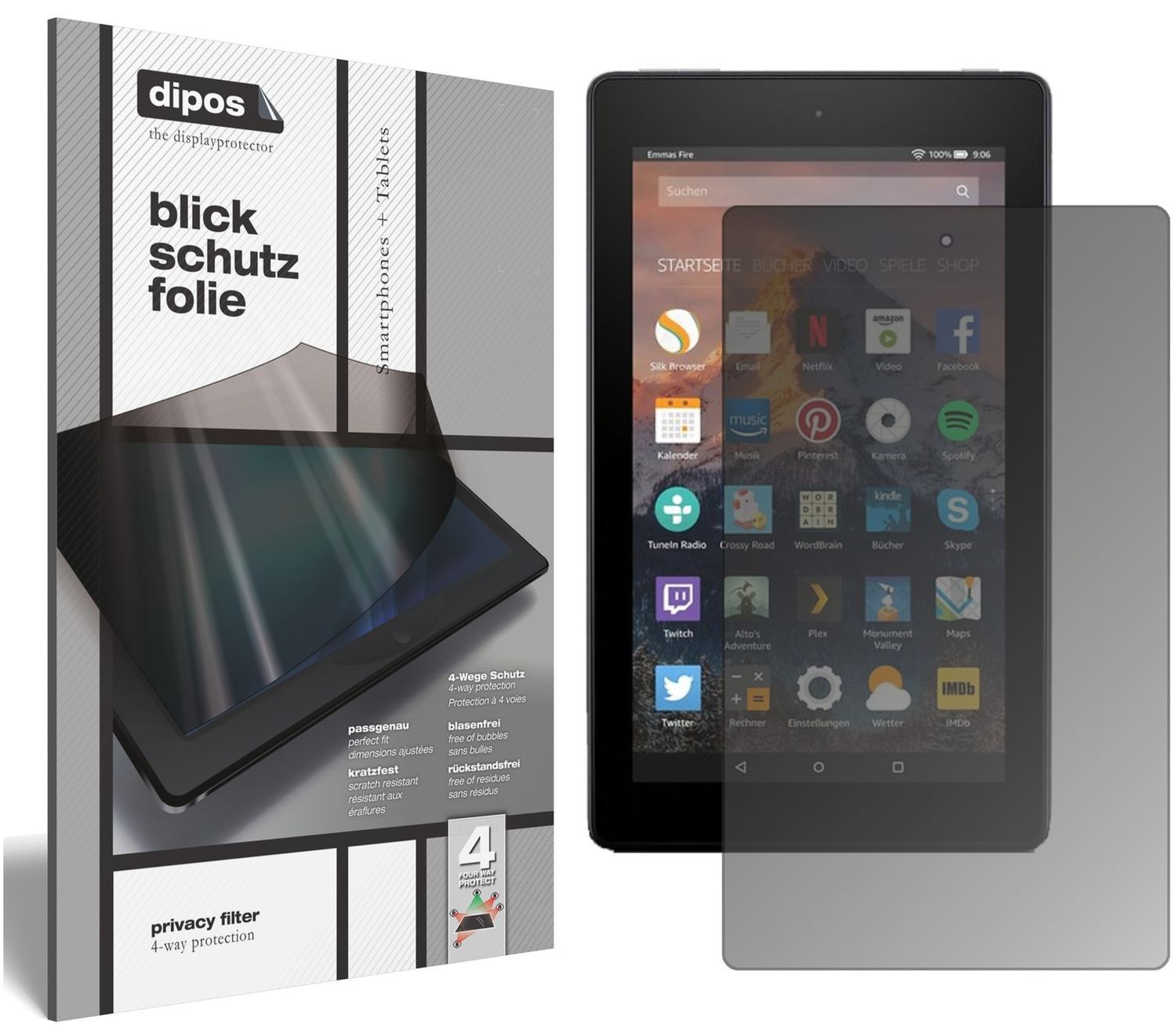 Blickschutzfolie für Amazon Fire 7 (2017) matt Sch (1)