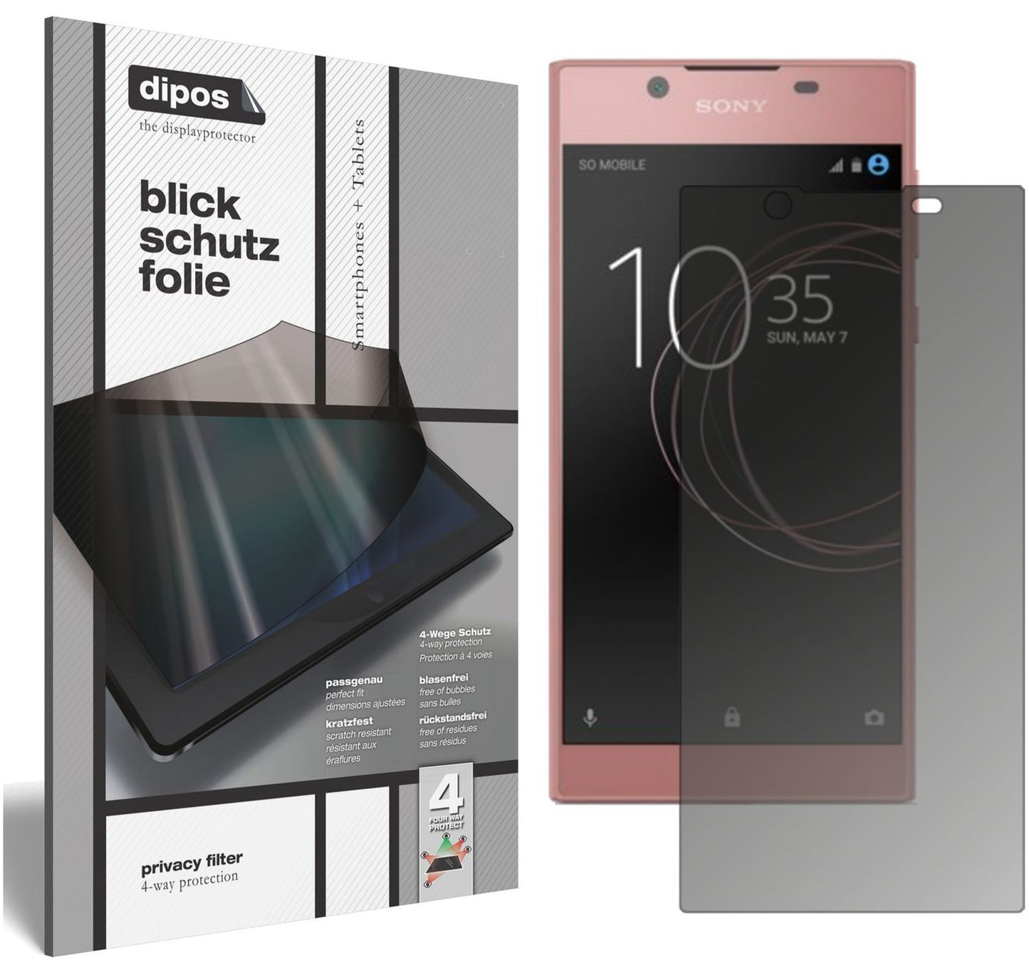 Blickschutzfolie für Sony Xperia L1 matt Schutzfol (1)