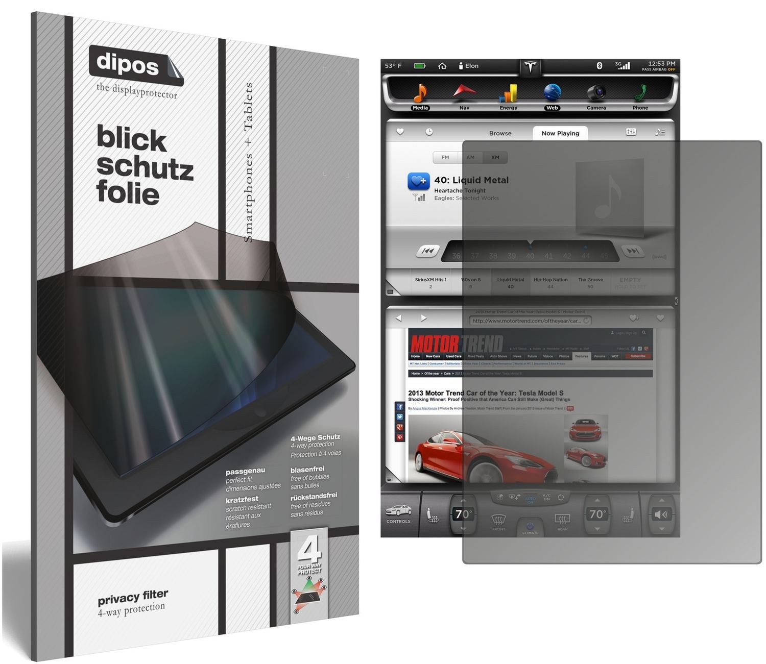 Blickschutzfolie für Tesla Model S Display matt Sc (1)