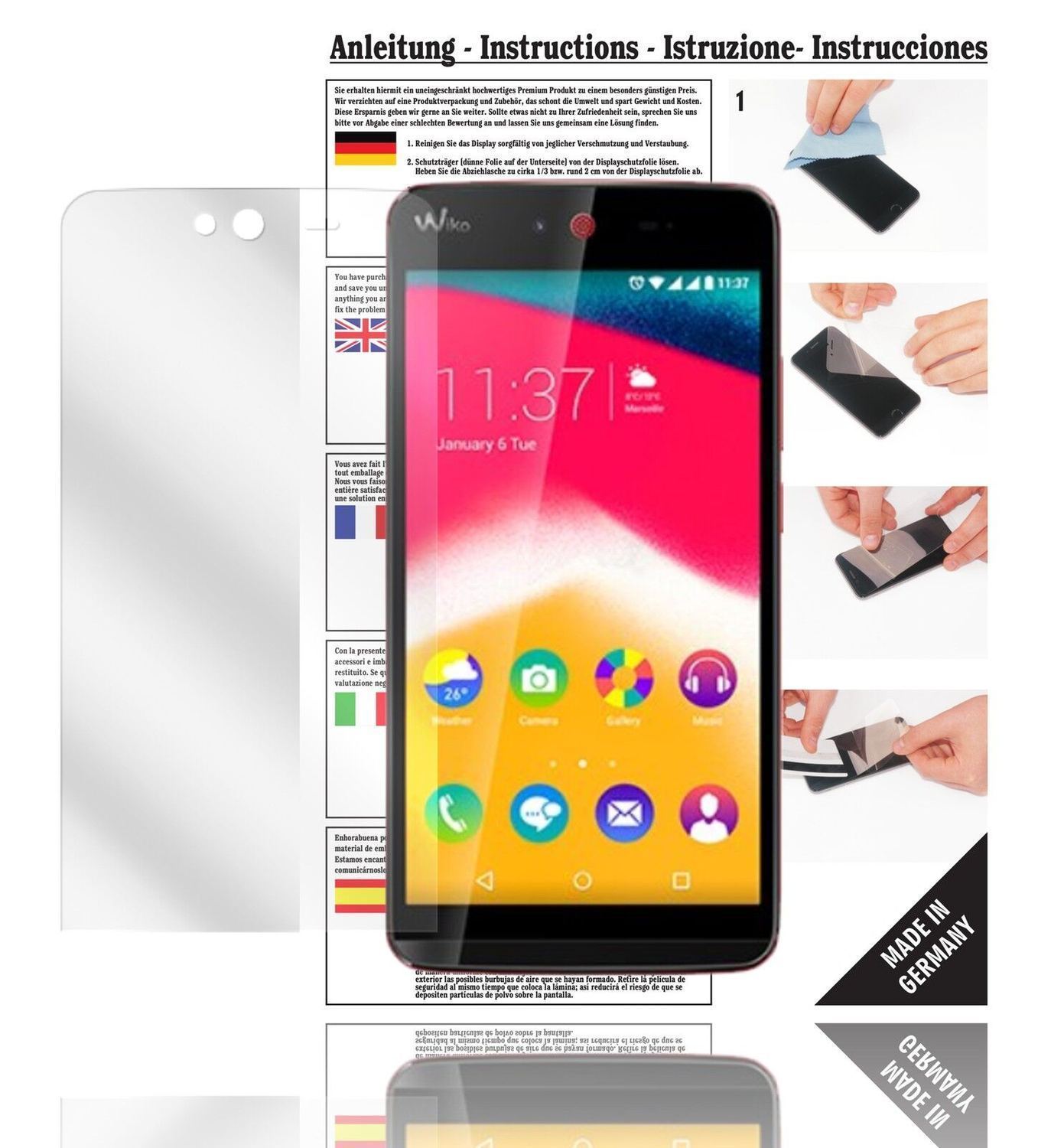 6x Schutzfolie klar für Rainbow Jam Wiko Display-S (1)