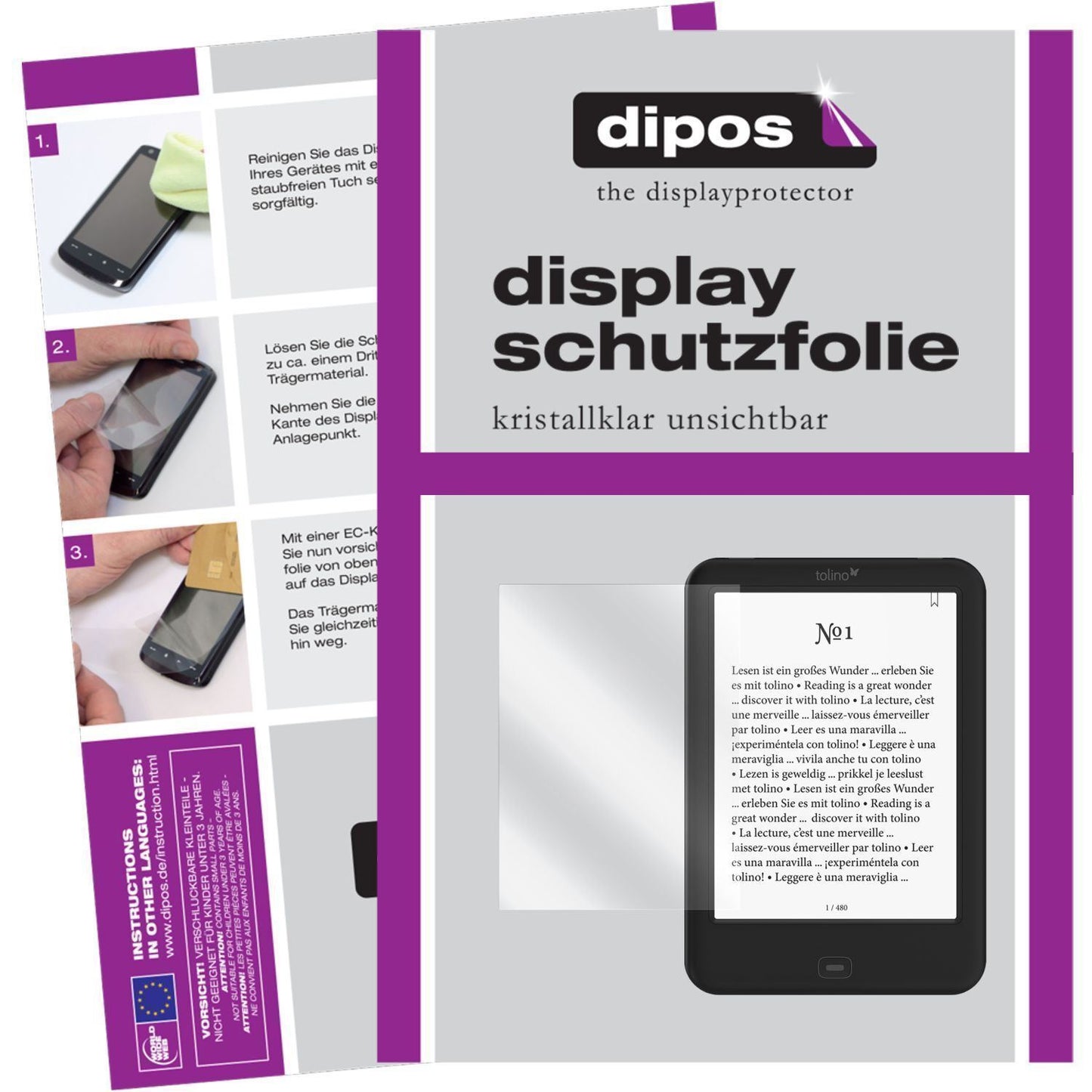 2x Schutzfolie klar für Shine 2 HD Tolino Display- (1)