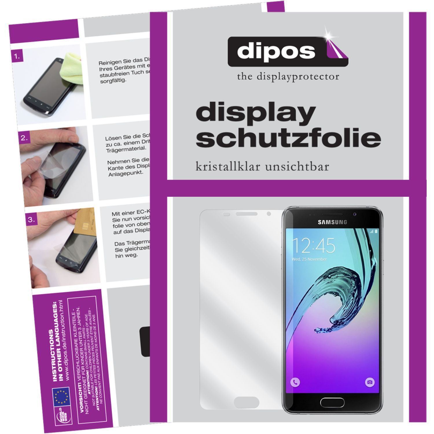 6x Schutzfolie klar für Galaxy A3 (2016) Samsung D (1)
