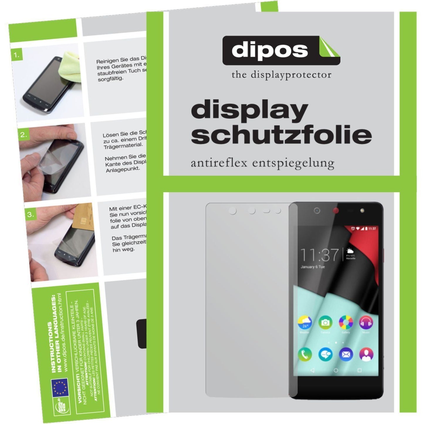 6x Schutzfolie matt für Selfie Wiko Display-Schutz (1)