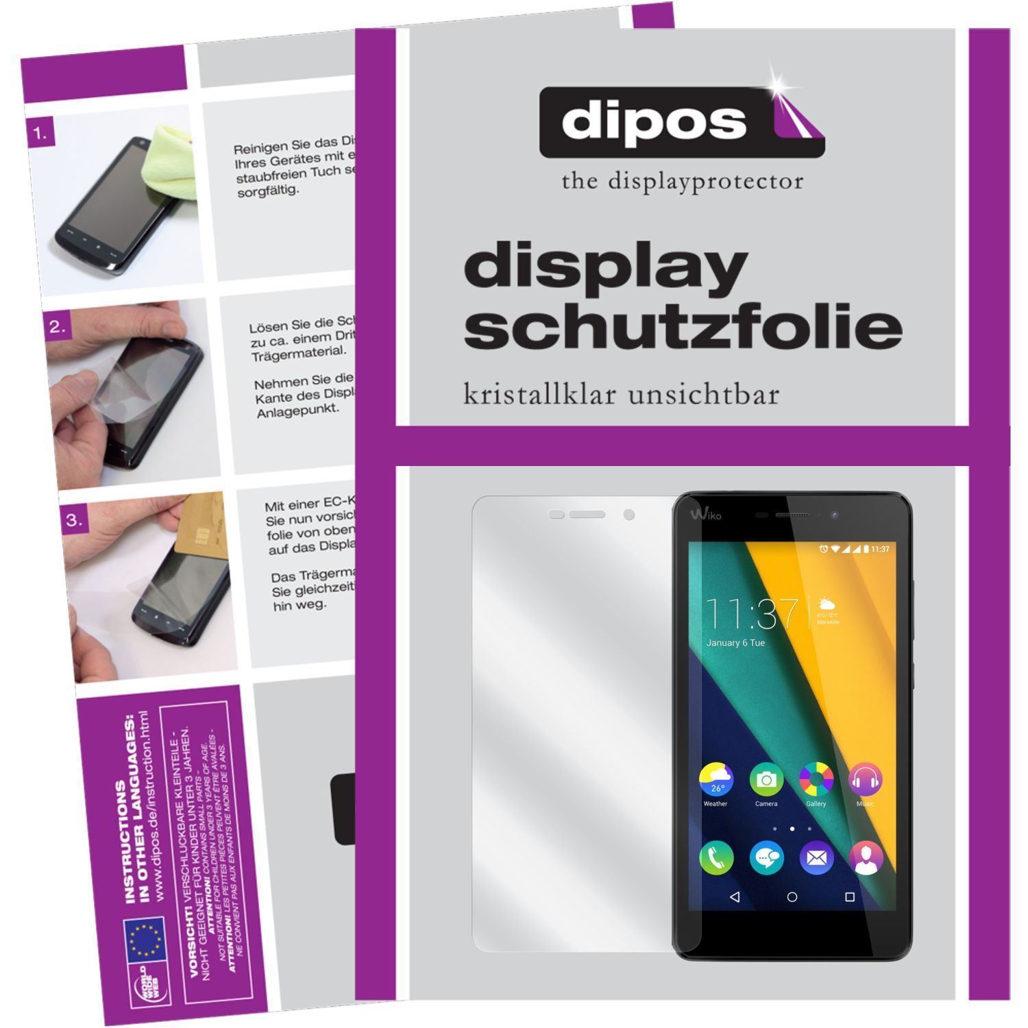 2x Schutzfolie klar für Pulp FAB Wiko Display-Schu (1)