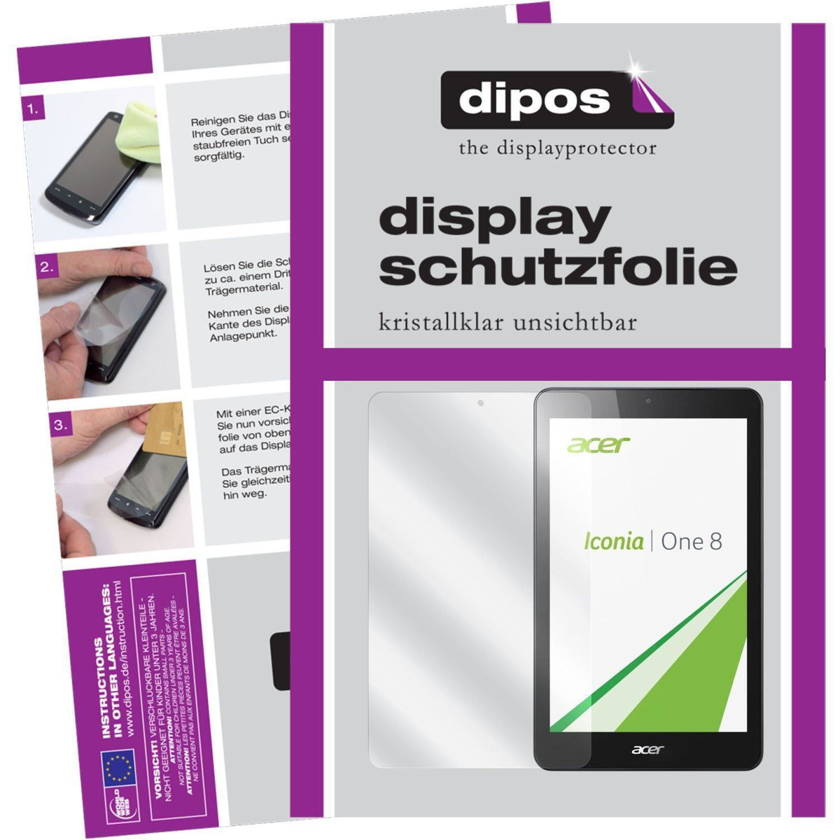 2x Schutzfolie klar für Iconia One 8 B1-830 Acer D (1)