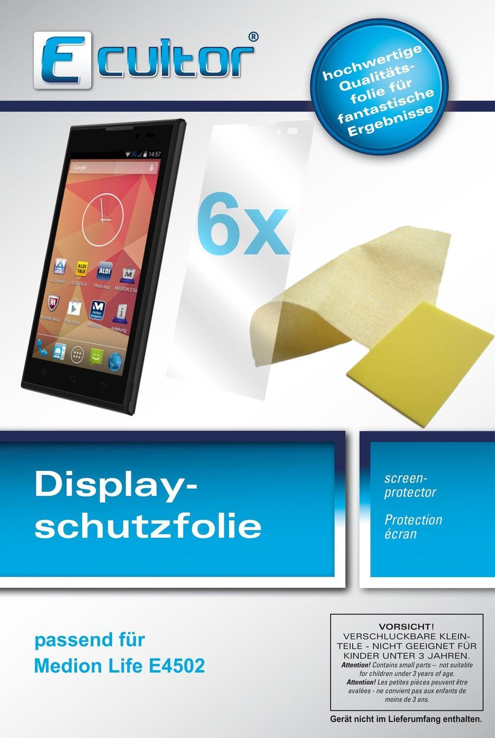 6x Schutzfolie klar für Life E4502 Medion Display- (1)