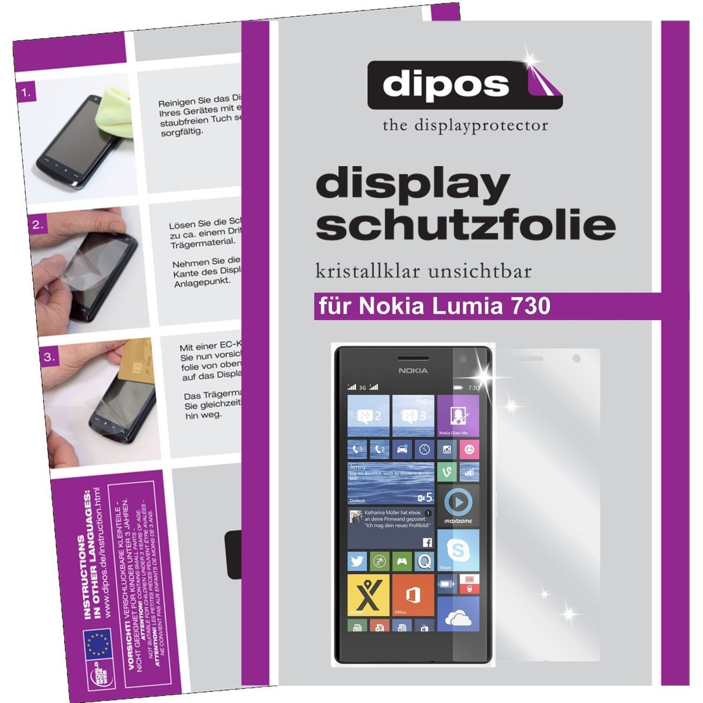 2x Schutzfolie klar für Lumia 730 / 735 Nokia Disp (1)