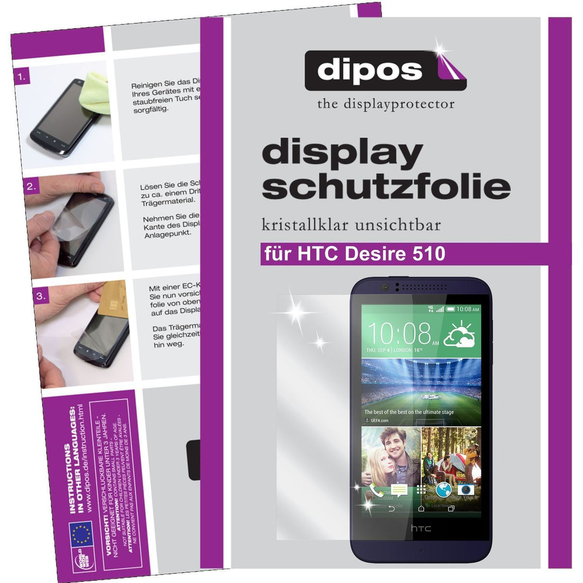 2x Schutzfolie klar für Desire 510 HTC Display-Sch (1)