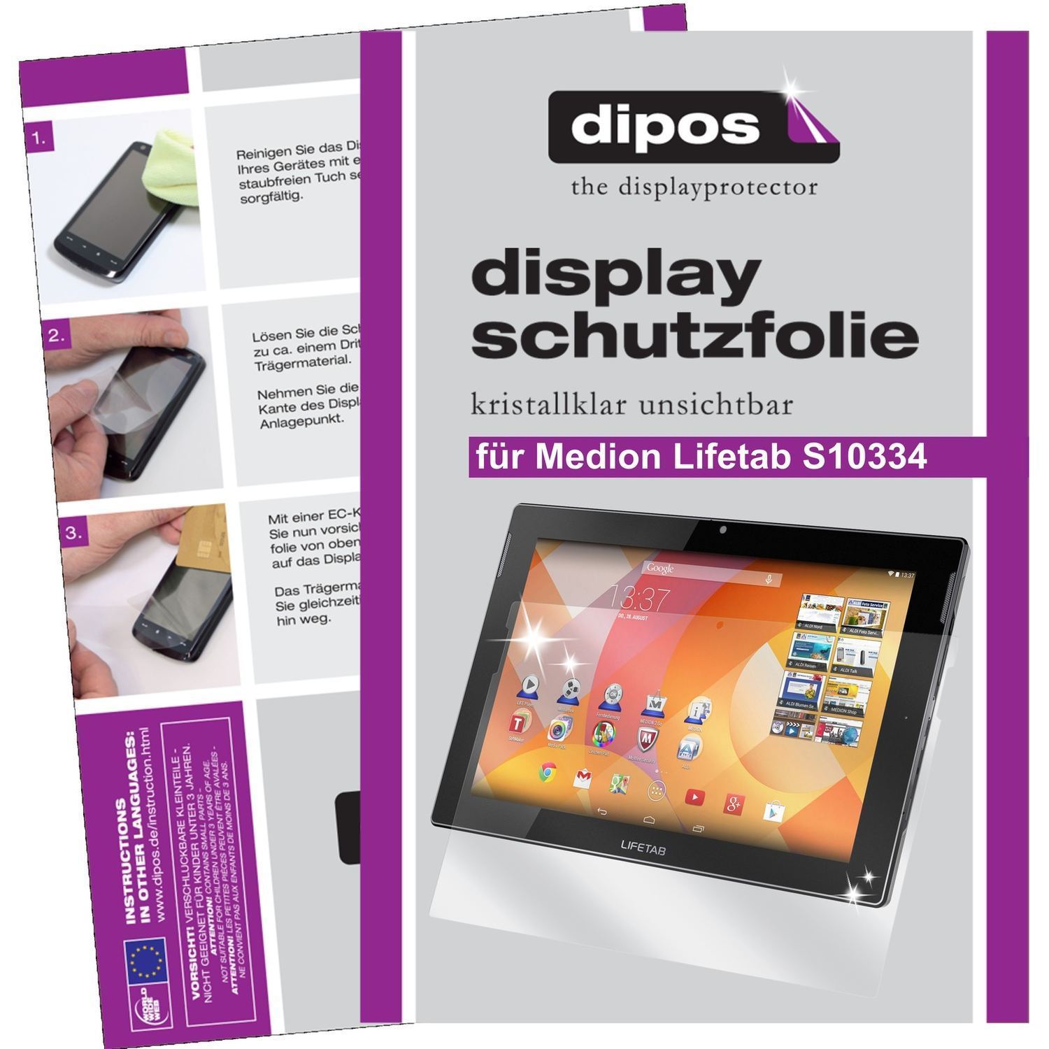 3x Schutzfolie klar für Lifetab S10334 / S10345 /  (1)