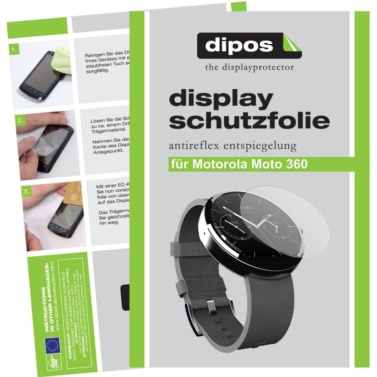 6x Schutzfolie matt für Moto 360 Motorola Display- (1)