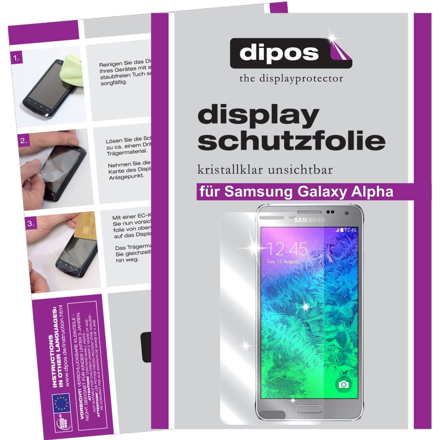 2x Schutzfolie klar für Galaxy Alpha Samsung Displ (1)
