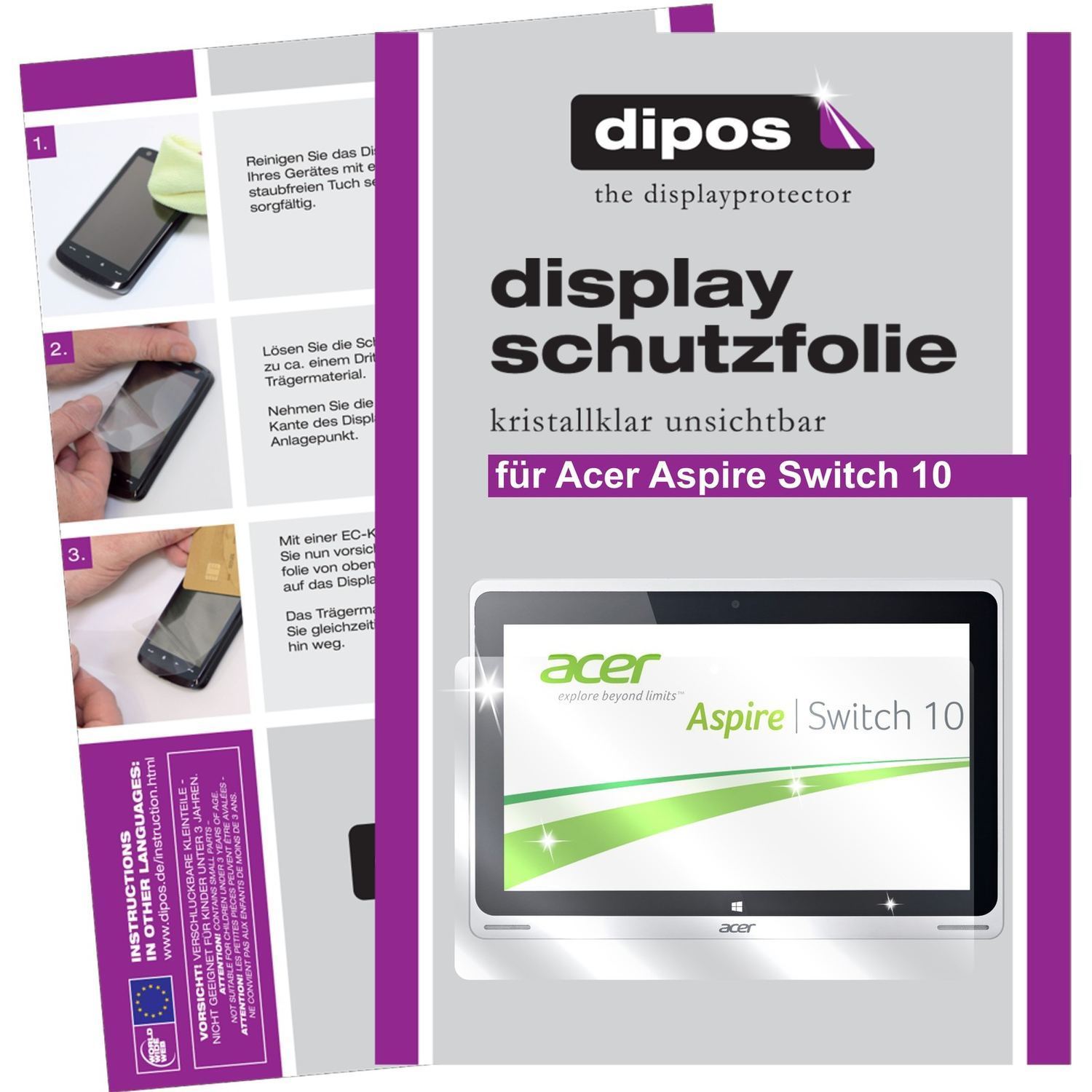 3x Schutzfolie klar für Aspire Switch 10 Acer Disp (1)