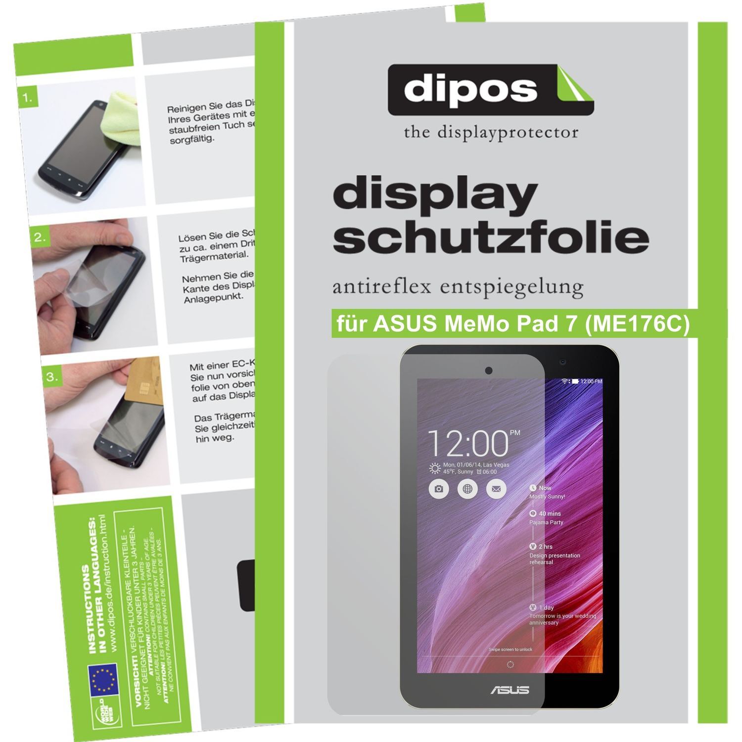 2x Schutzfolie matt für MeMo Pad 7 (ME176C) ASUS D (1)
