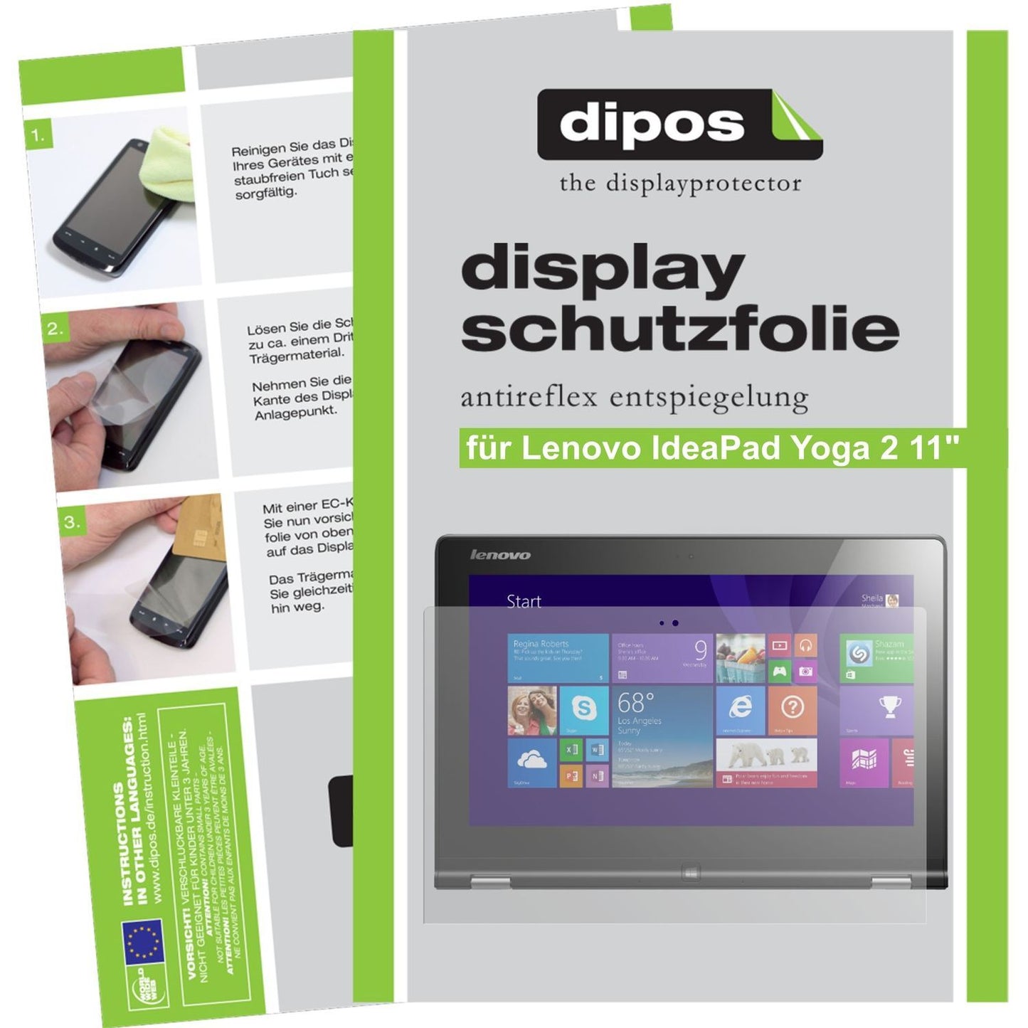 2x Schutzfolie matt für IdeaPad Yoga 2 11 Zoll Len (1)